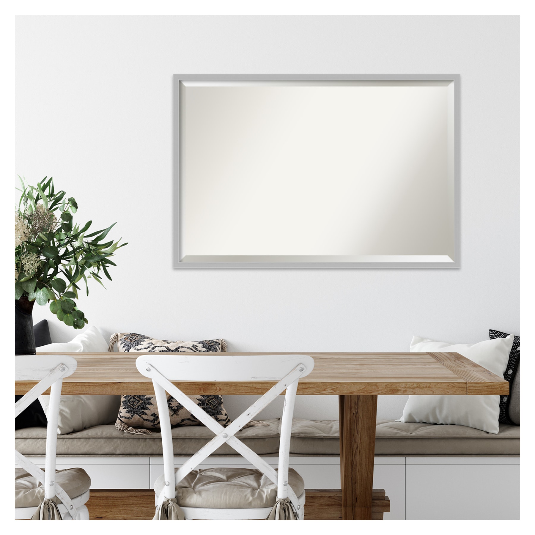 Hera Chrome Polished Silver 25" x 37" Rectangular Wall Mirror