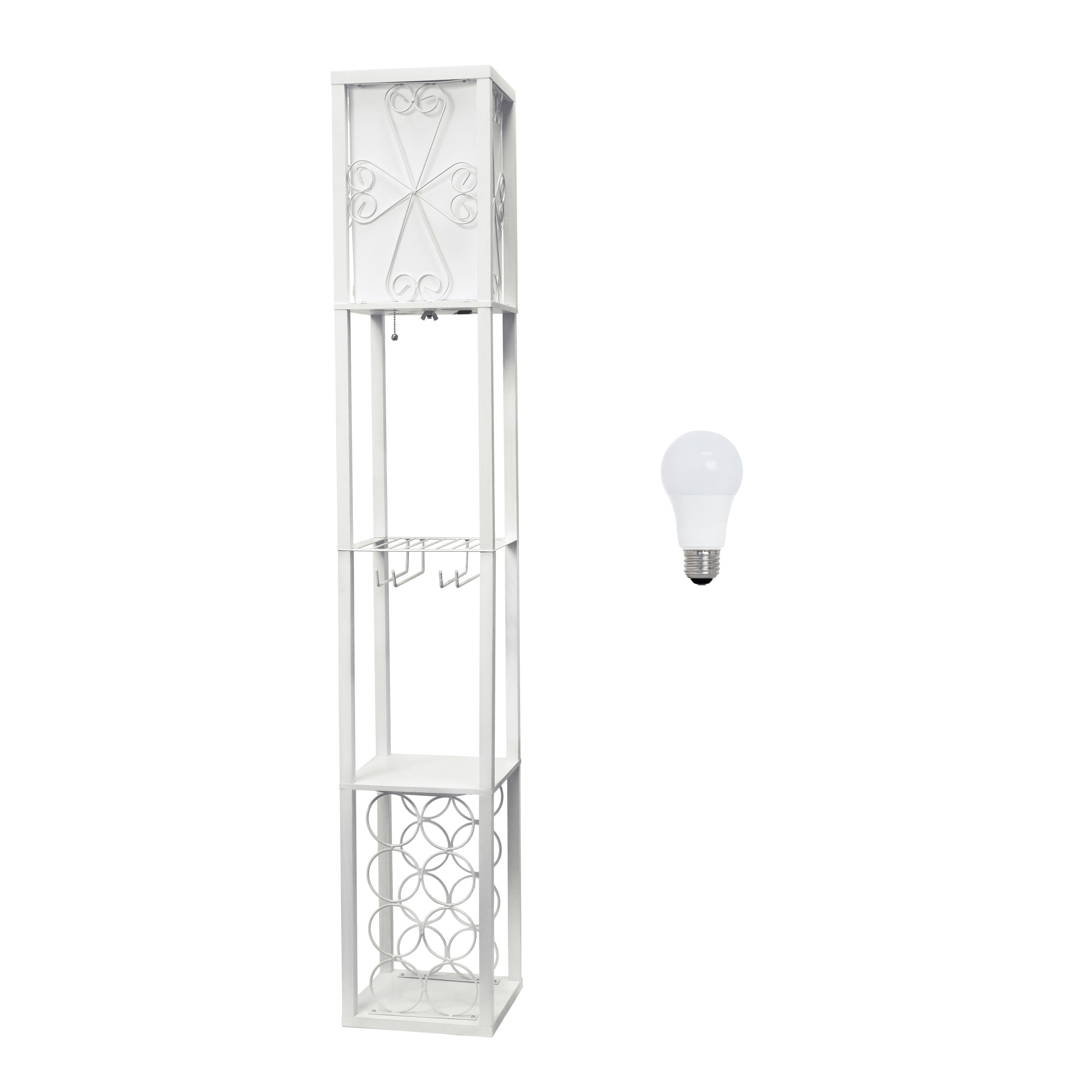 Creekwood Home Eleganzia 62.5-in White Standard Floor Lamp with Linen Shade