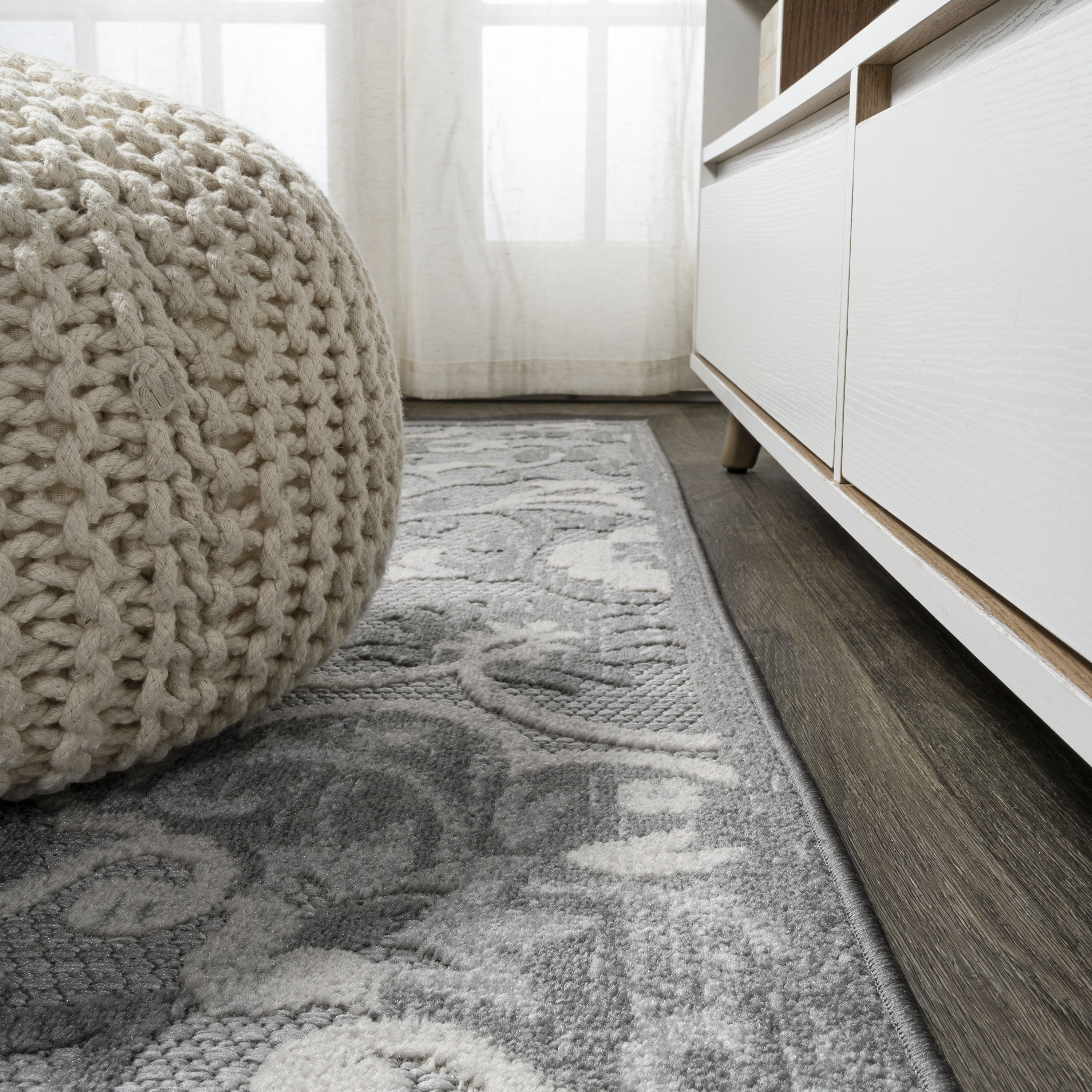 Lucena 8' x 10' Gray Synthetic Medallion Reversible Area Rug