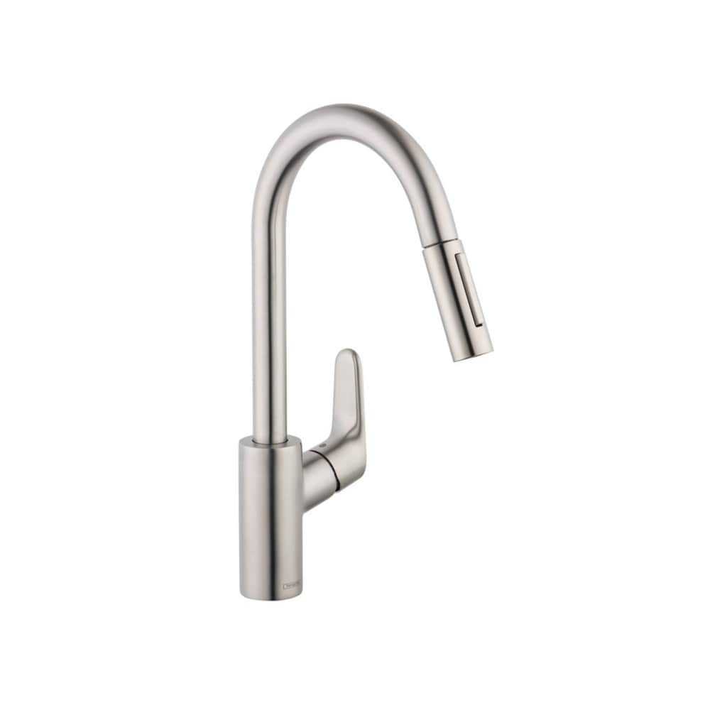 Focus Steel Optik Single Handle Pull-down Kitchen Faucet | - Hansgrohe 04505800