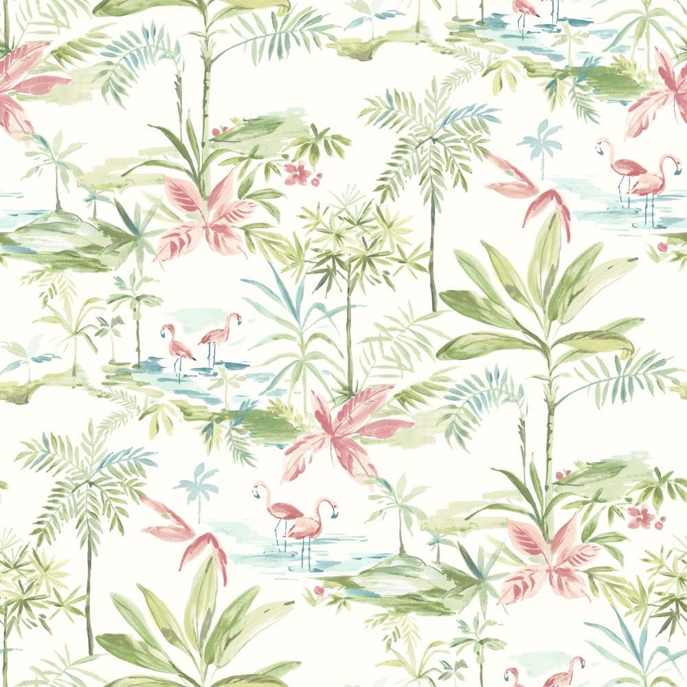 Chesapeake Sanibel 56.4-sq ft Green Non-woven Novelty Prepasted Wallpaper in  the Wallpaper department at