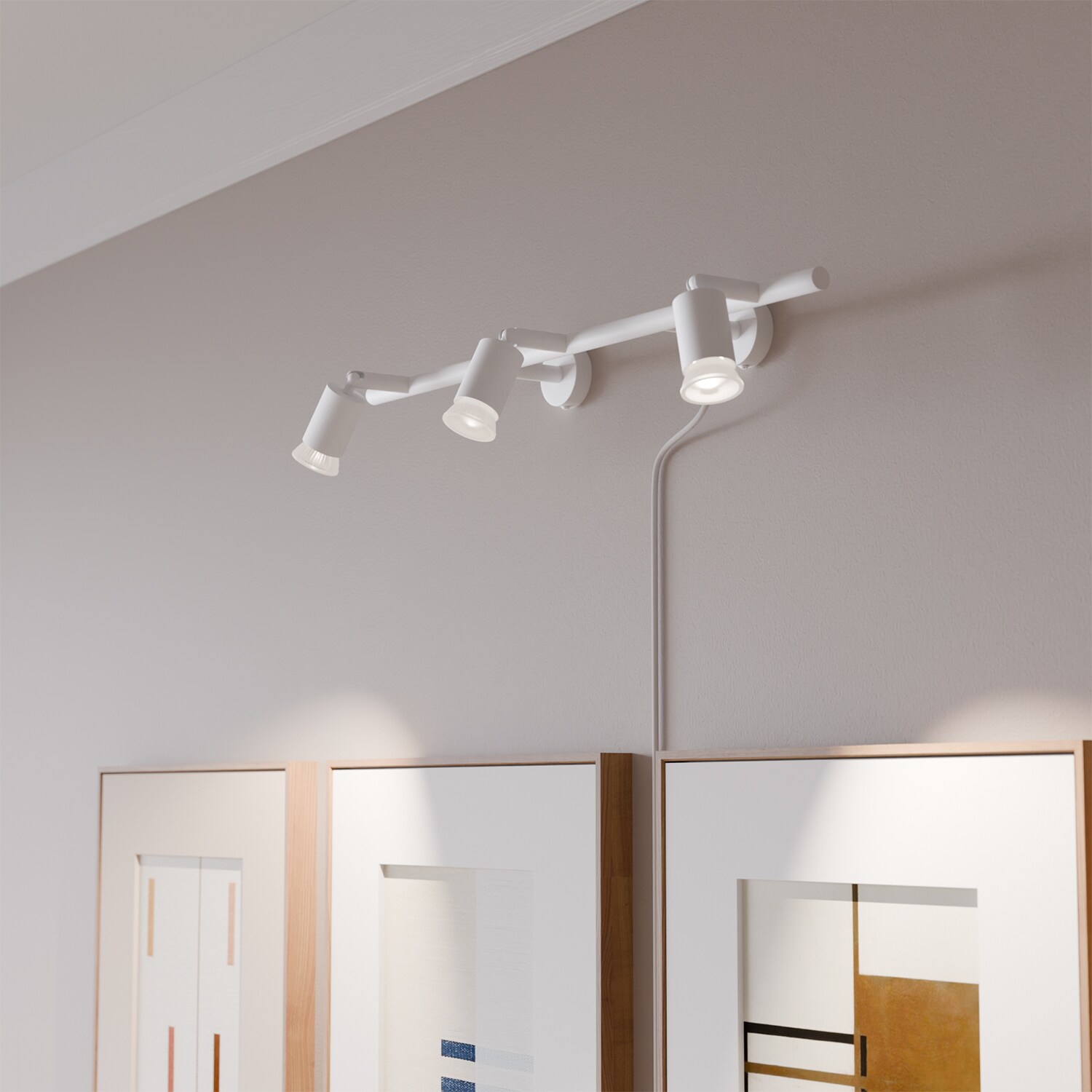Globe Electric Matte White 3-Light Plug-In Track Light with Adjustable ...
