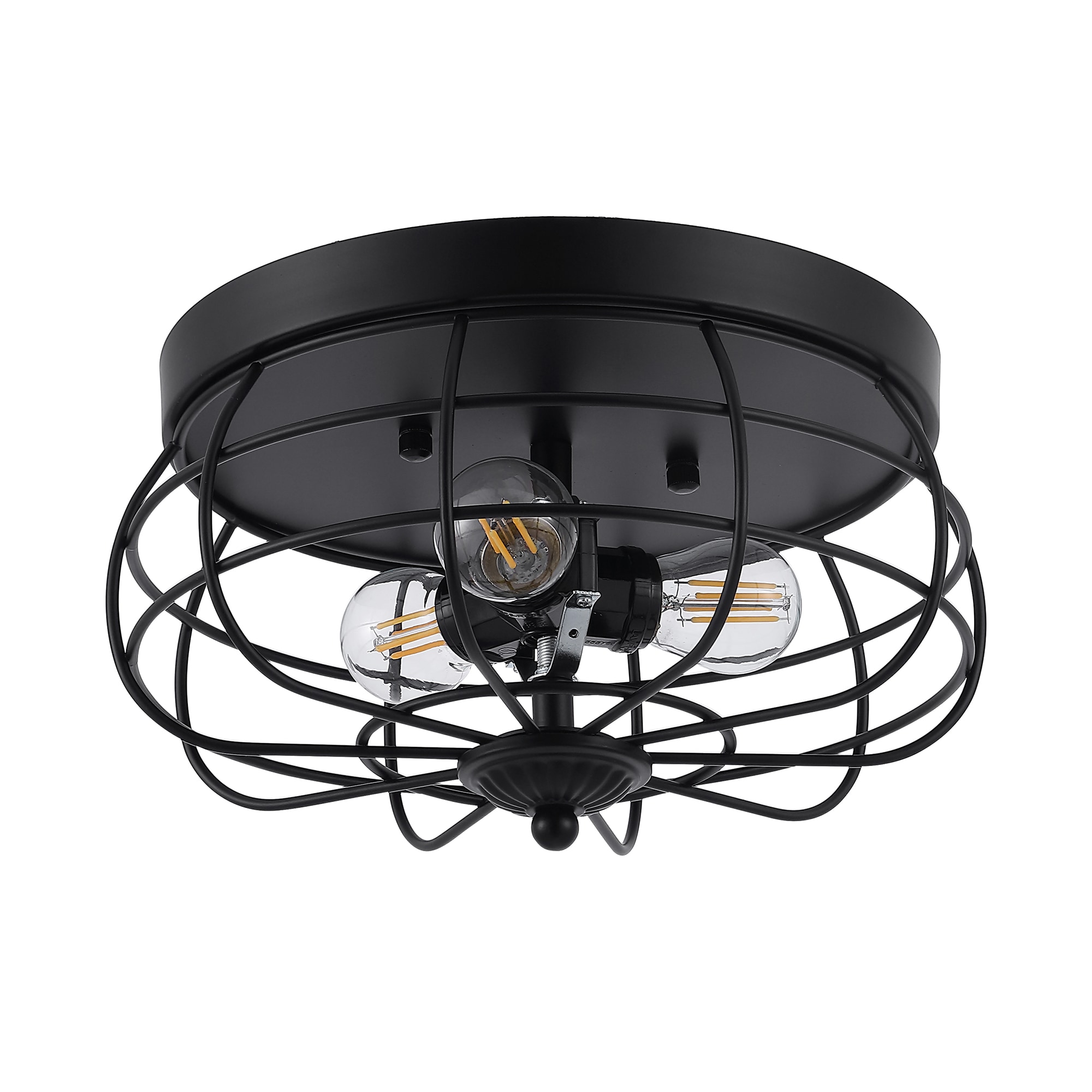 GETLEDEL LEFX-0507-BK 3 -Light 11-in Matte Black Flush Mount Light