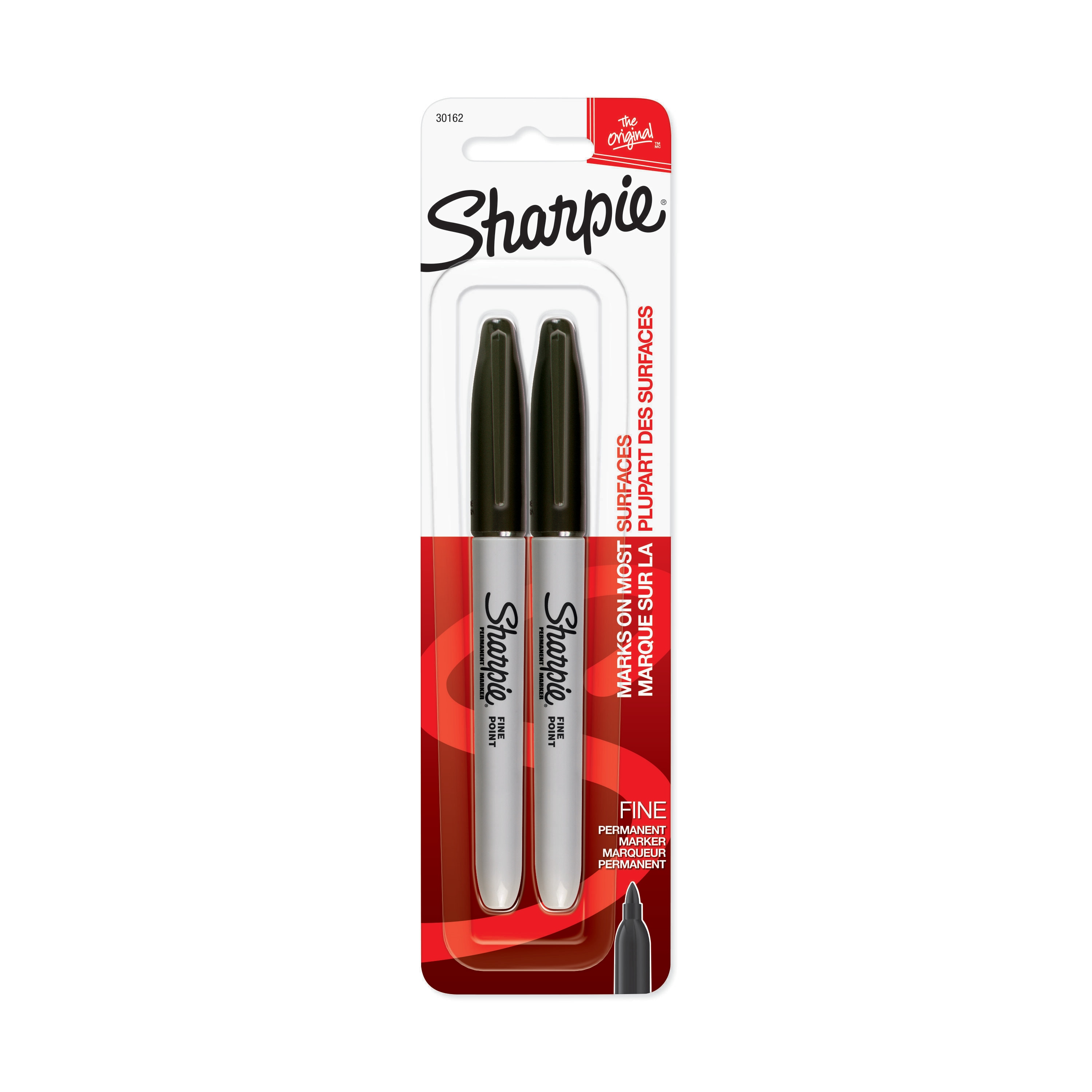 2 ~ Sharpie FINE TIP Black PERMANENT MARKER 1pk Thin Line Water Resistant  30101