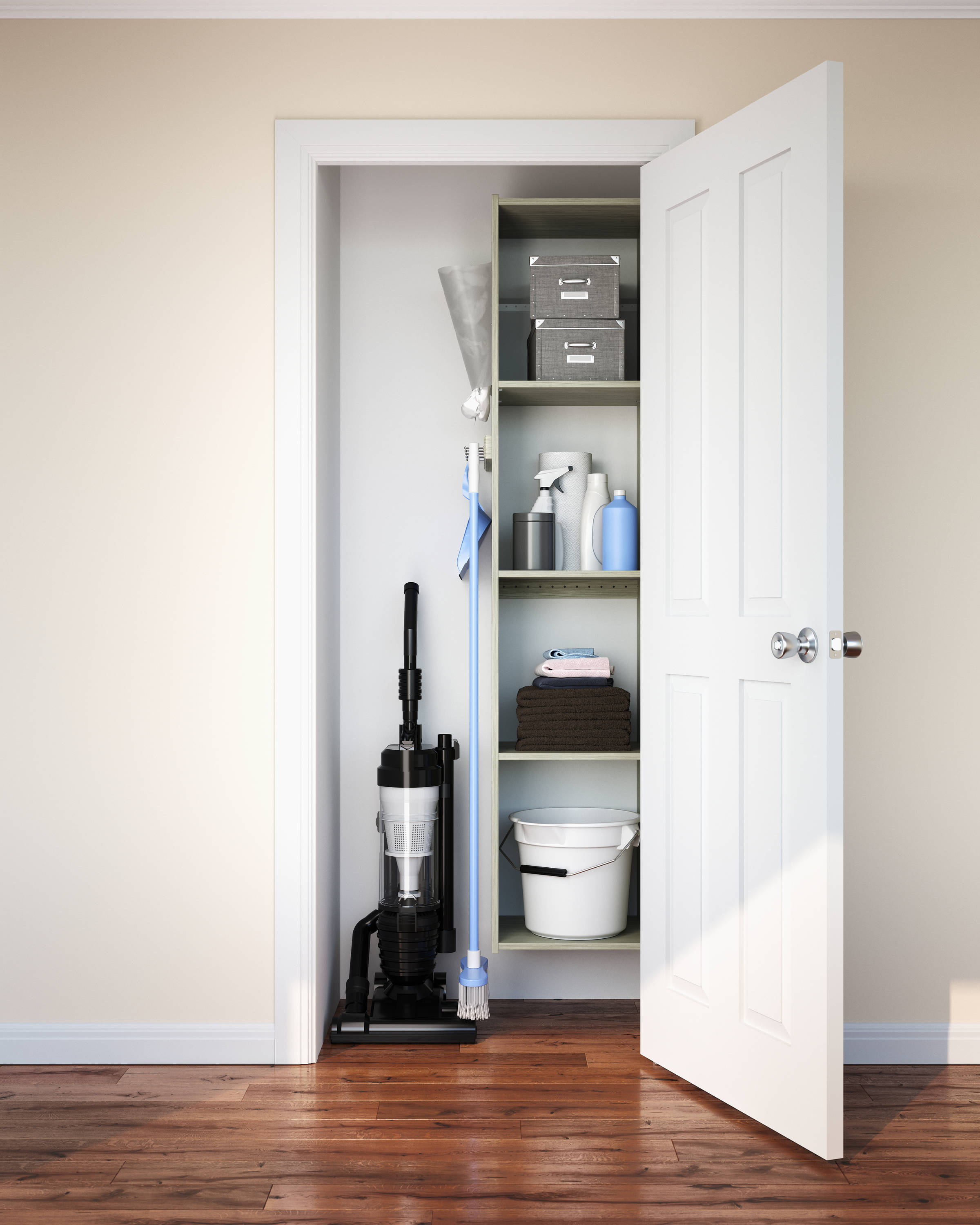 Easy Track 72" White and Weathered Grey 5-Shelf Utility Closet Kit