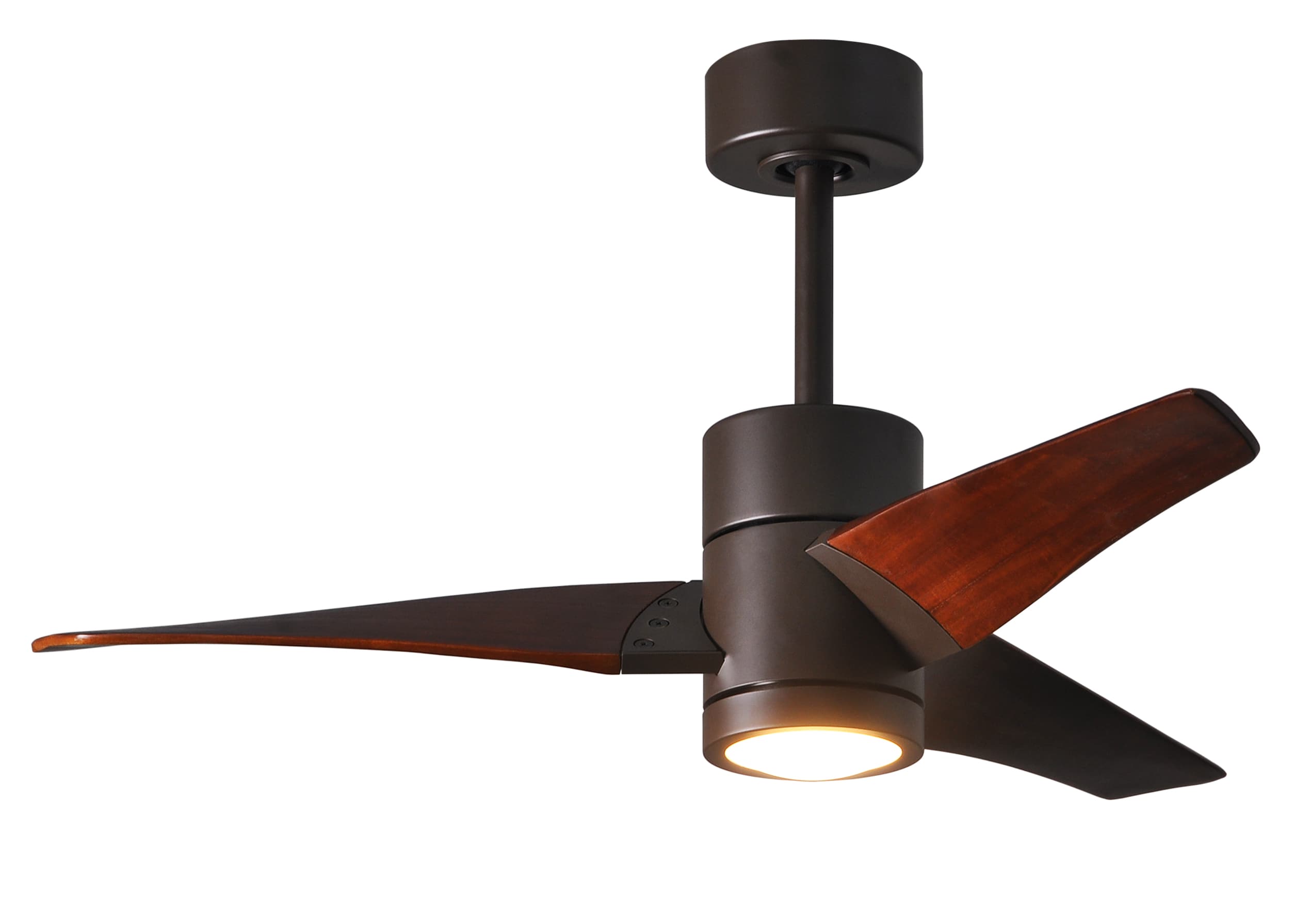 Matthews Fan Company SJ-TB-WN-42 Super Janet 42-in Color-Changing Integrated LED Outdoor Textured Bronze with Walnut Tone Blades Ceiling Fan With Light - Remote Included ( 3 -Blade )