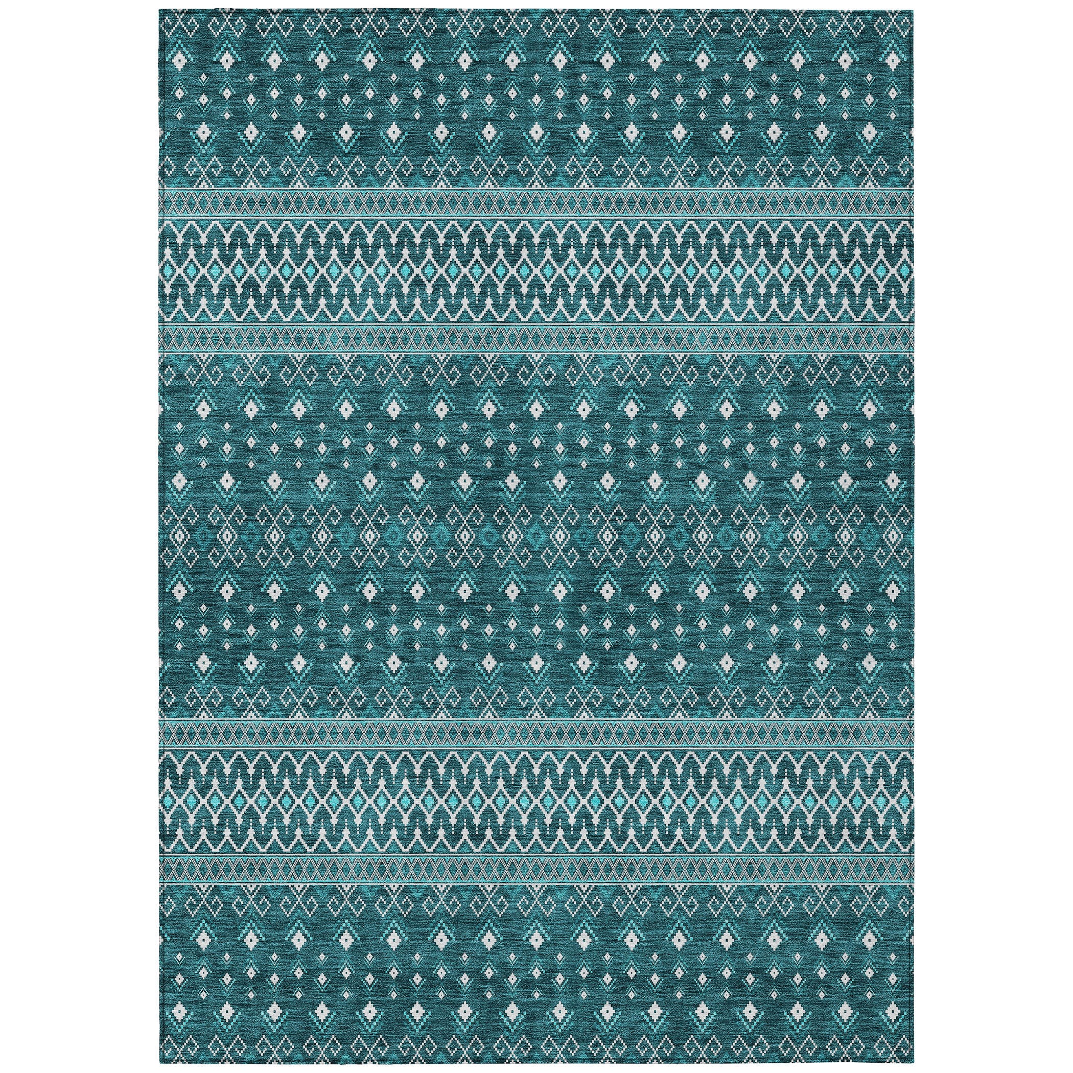 Addison Rugs ACN708TE10X14 Chantille ACN708TE 10 x 14 (ft) Polyester Teal Rectangular Indoor/Outdoor Geometric Machine washable Area rug