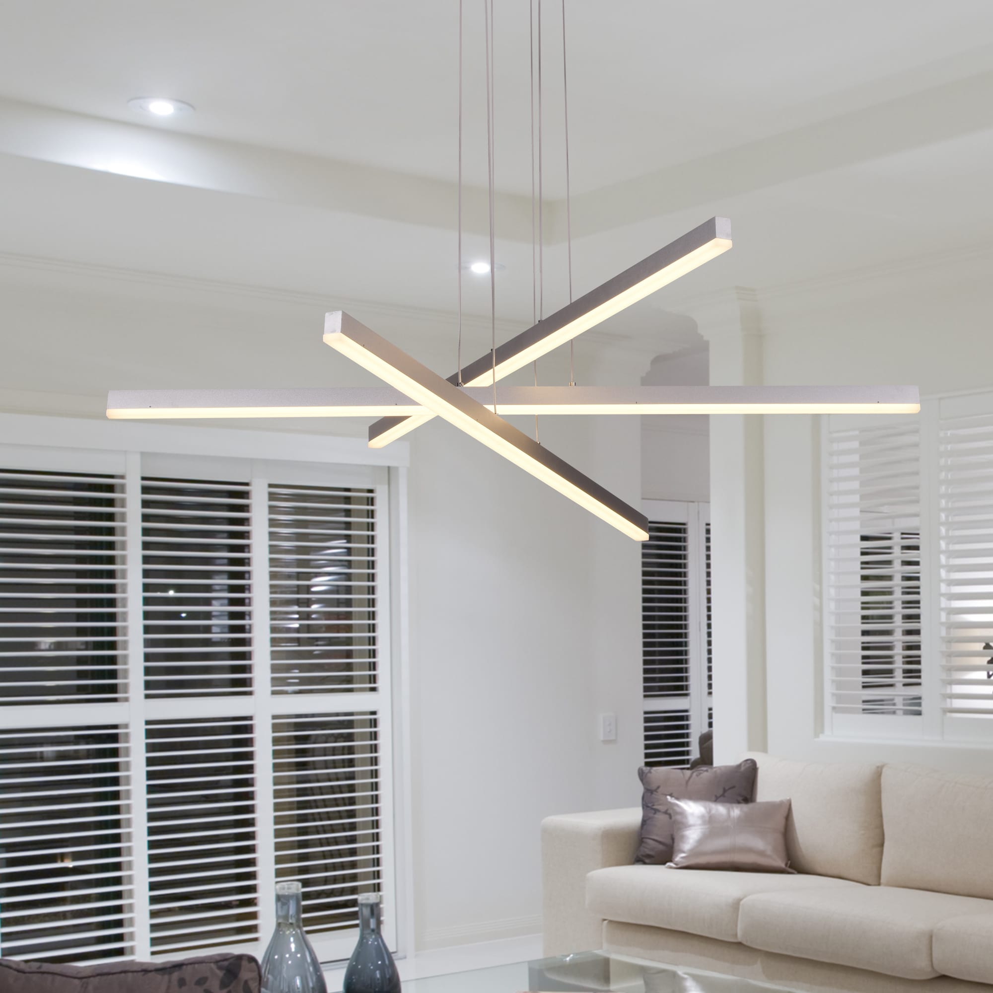 Sirius 40" Silver Aluminum Integrated LED Adjustable Pendant