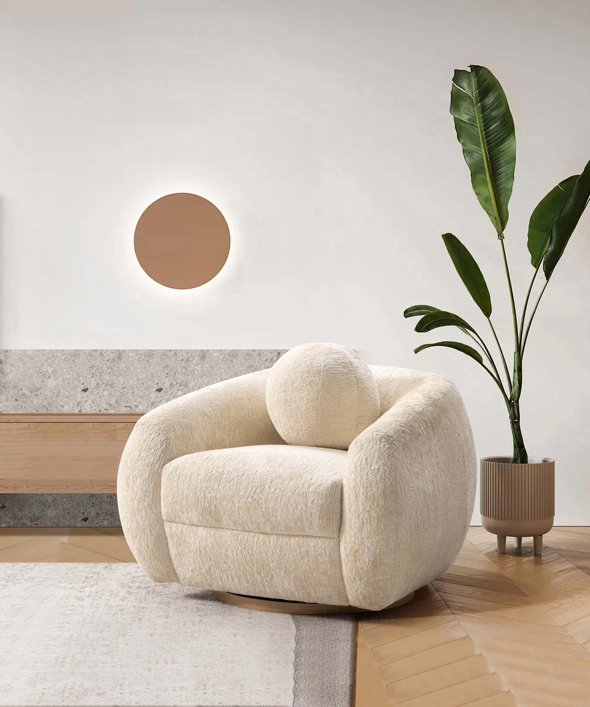 Manhattan Comfort AC016-CR Modern Cream Chenille Accent Chair