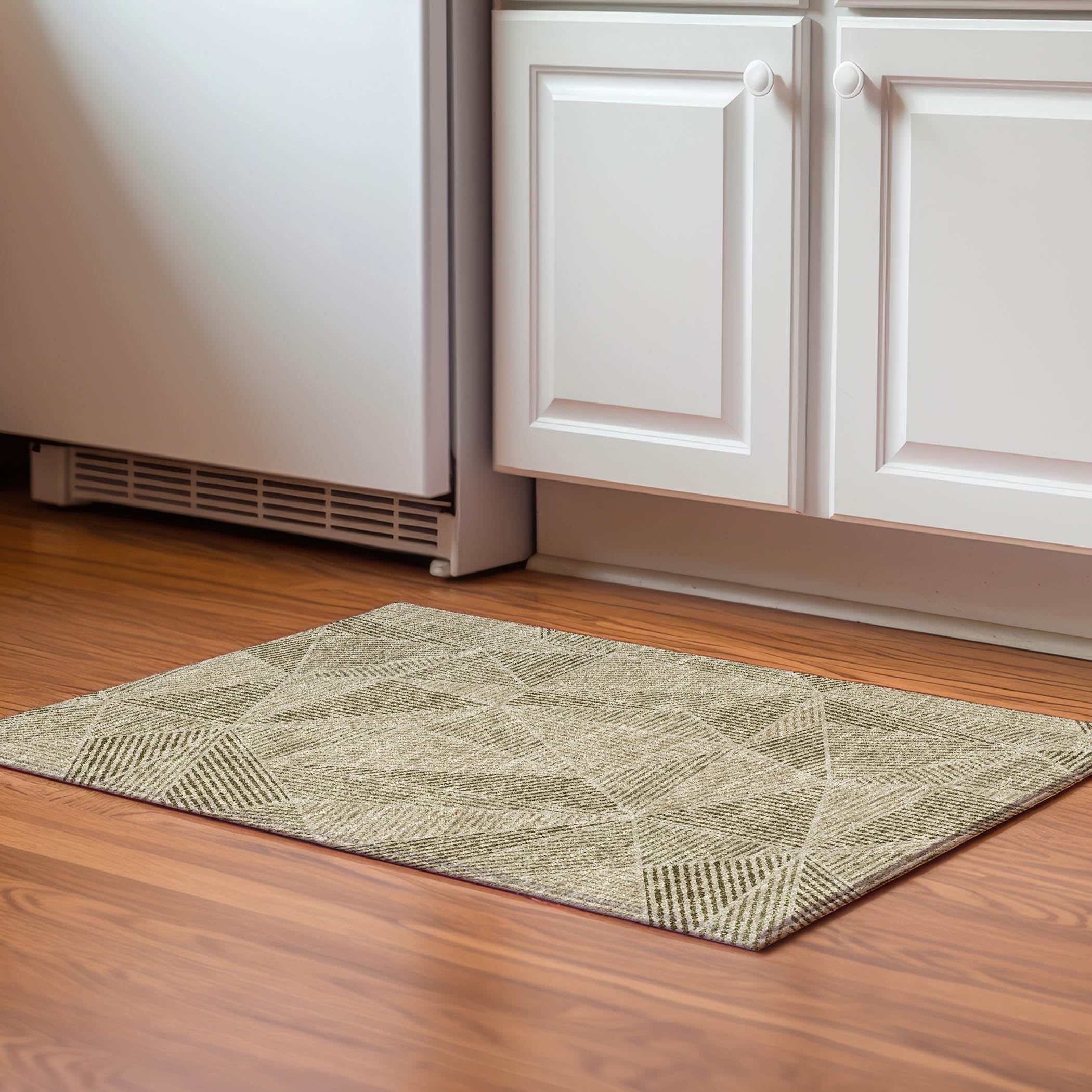 Addison Rugs AMF618KH20X30 Mayfield AMF618KH 2 x 3 (ft) Loomed Polyester Khaki Rectangular Indoor Geometric Machine washable Area rug