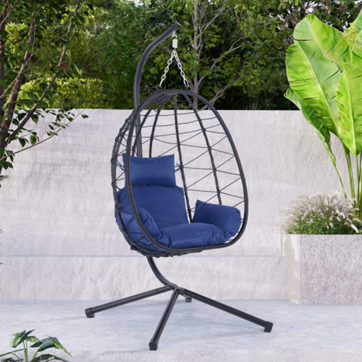 Runesay HAMCK-03 Hammock Navy Blue Woven Hammock chair with Stand