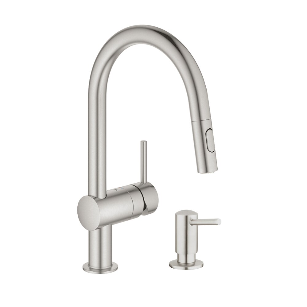 Minta Supersteel Single Handle Pull-down Kitchen Faucet with Soap Dispenser Included Stainless Steel | - GROHE KKS-31378DC3