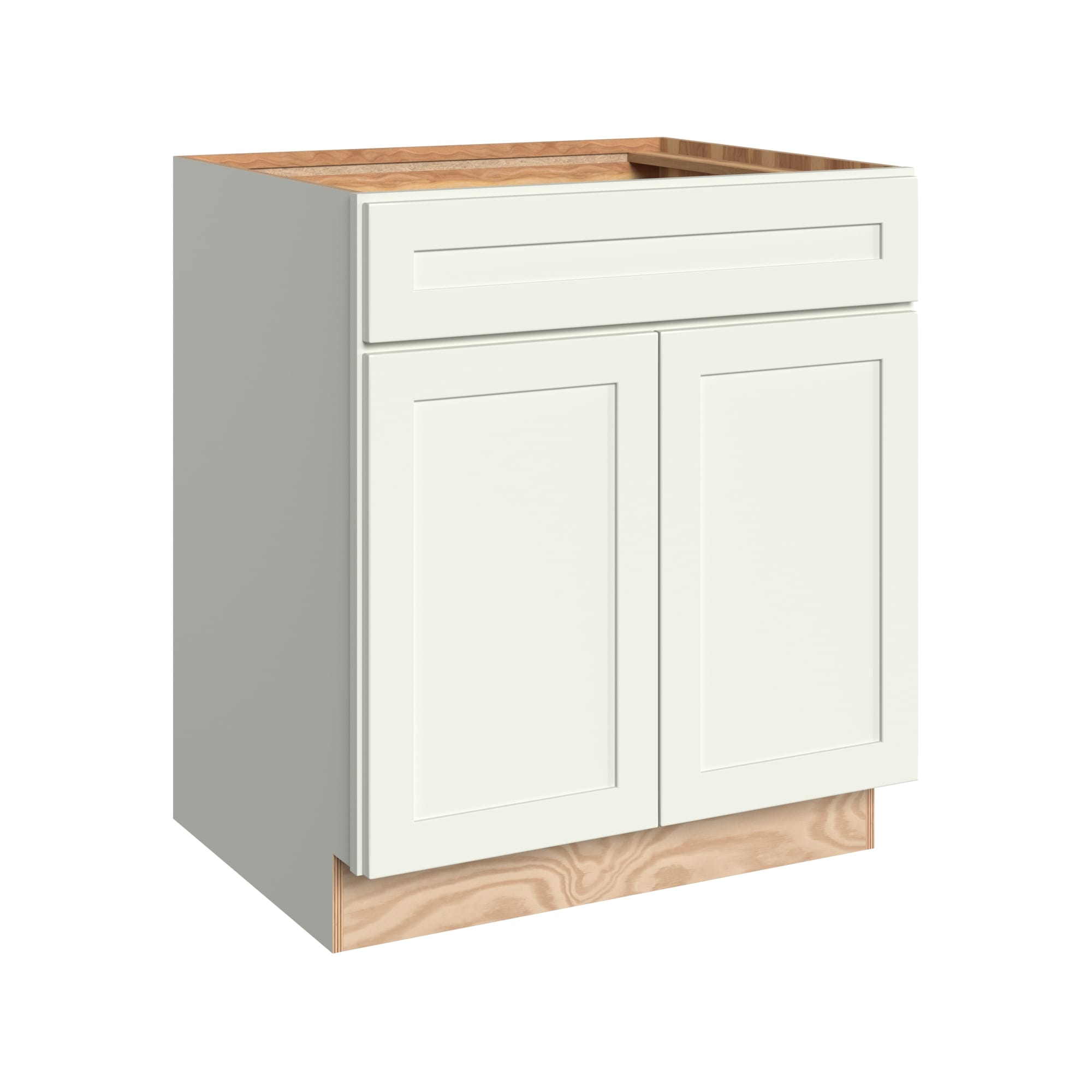 KraftMaid Momentum SB30.WG71 Deveron 30-in W x 34.5-in H x 24-in D Dove White Sink Base Fully assembled Plywood Cabinet (Recessed Panel Shaker)