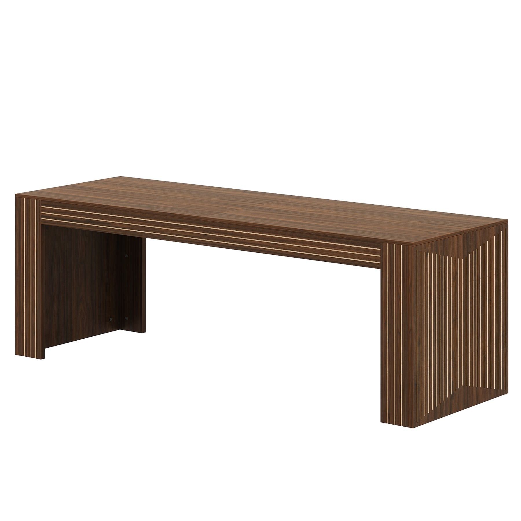 Slickblue - Brown Rectangular Farmhouse Dining Table Engineered Wood Top with Engineered Wood Dua...