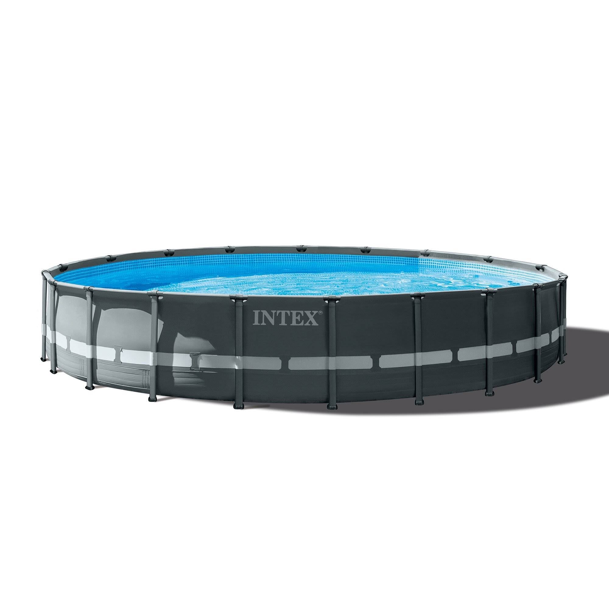 Intex 24-ft x 24-ft x 52-in Metal Frame Round Above-Ground Pool with ...