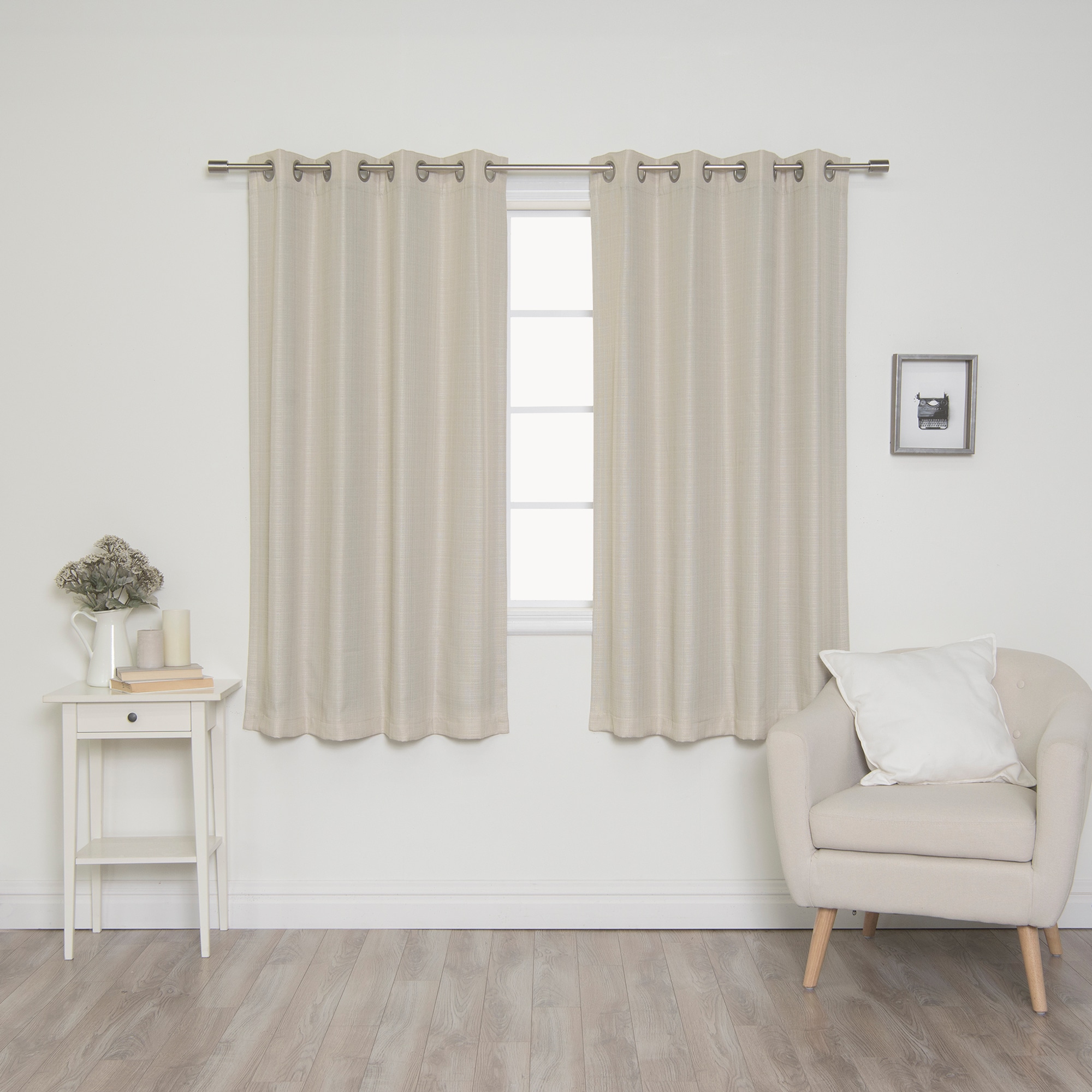 Best Home Fashion JC-07-GS-63-IVORY 63-Inches Ivory Blackout Thermal lined Grommet Curtain panel pair