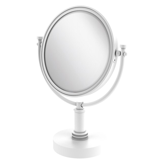 Allied Brass 8-in x 15-in Matte White Double-Sided Magnifying Countertop Vanity Mirror Allied Brass 8-in x 15-in Matte White Double-Sided Magnifying Countertop Vanity Mirror