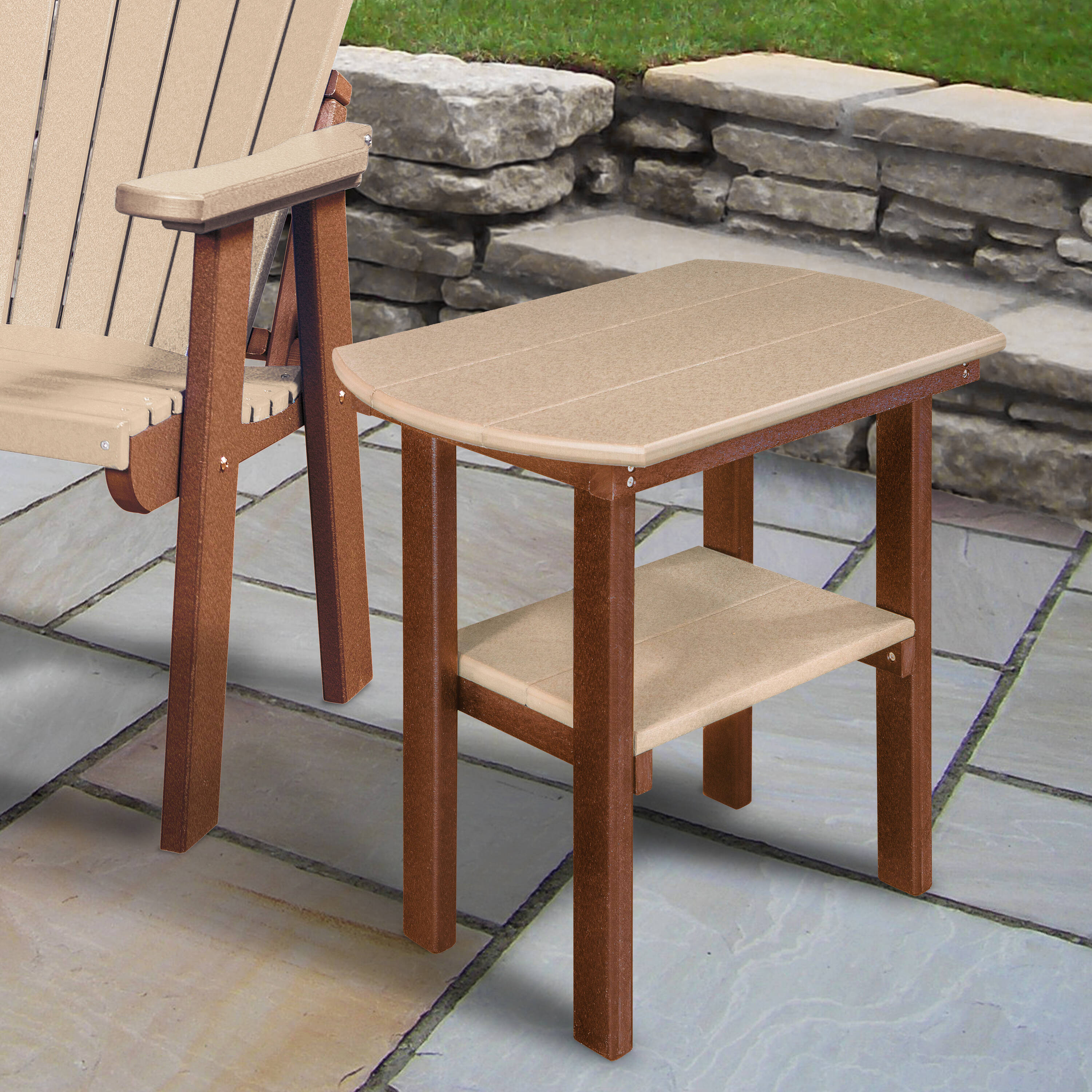 American Furniture Classics 525WWTB Adirondack Oval Outdoor End Table 16-in W x 24-in L