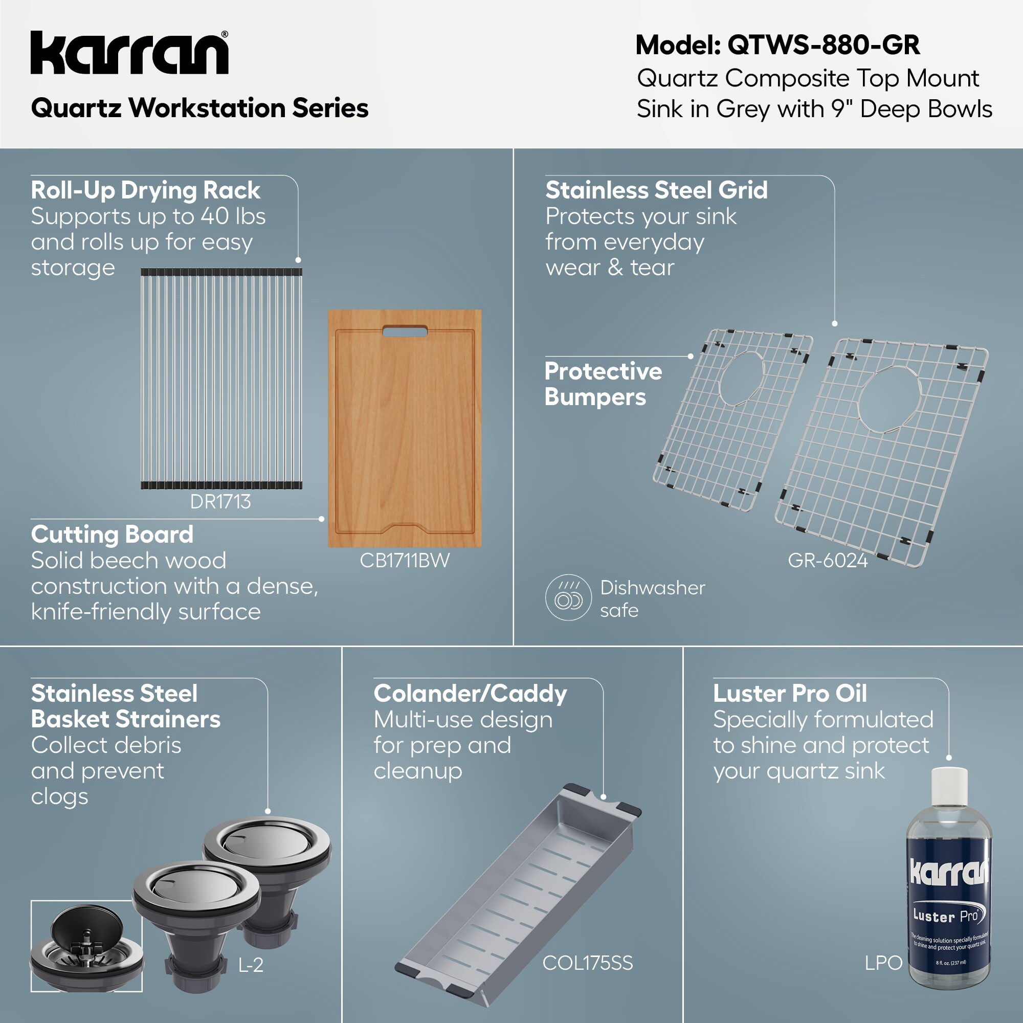Karran QTWS-880-GR Kitchen-Sinks - View #6