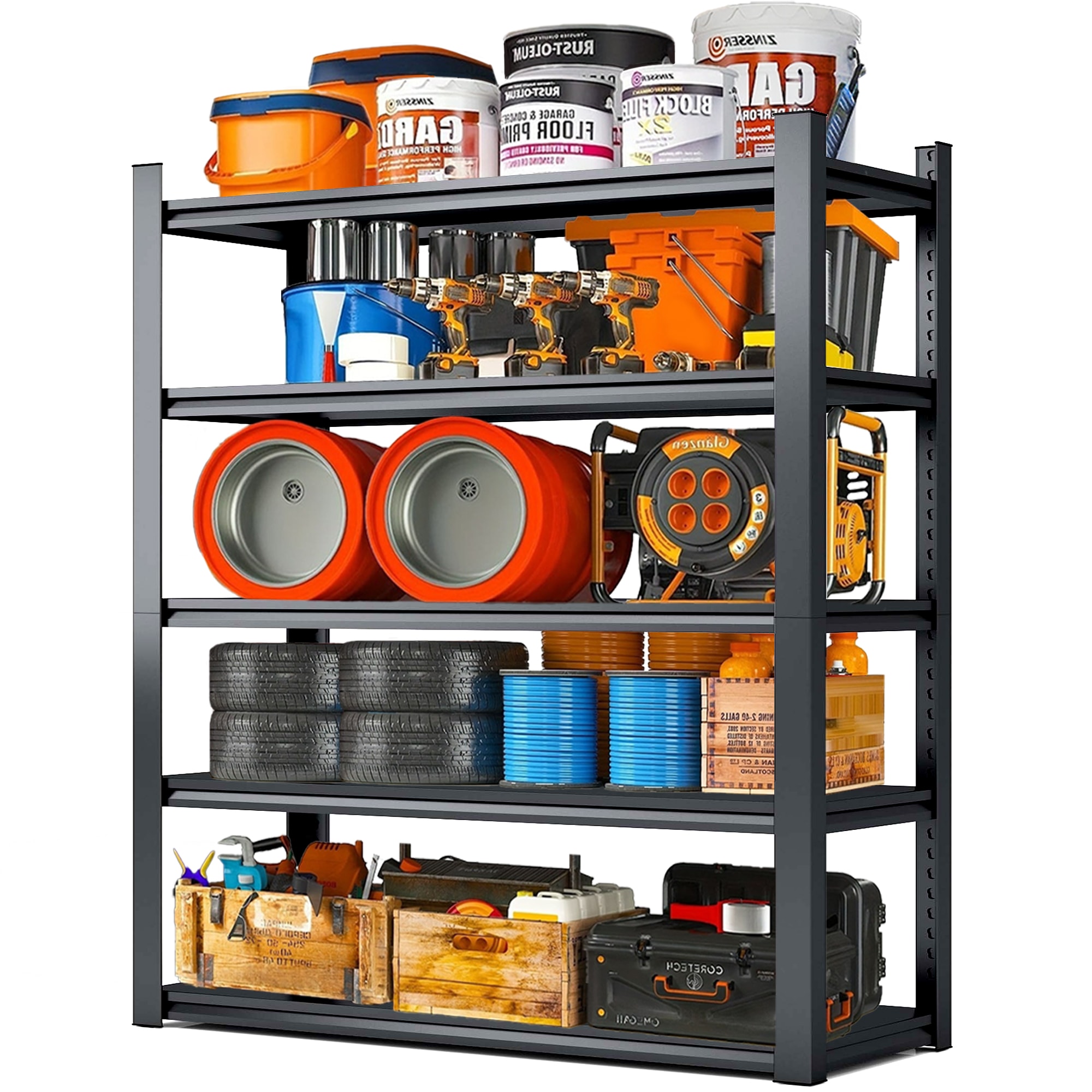 Siavonce XH15934 5 -Tier Heavy Duty Black Metal Utility shelving unit ( 48-in W x 18-in D x 78-in H )