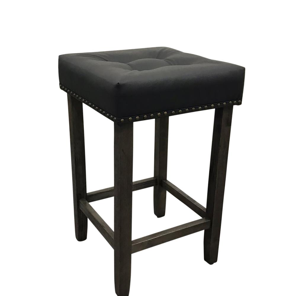 Carolina Chair & Table BS-1424-SS-GGGR Sadie Tufted Upholstered Barstool - Set of 2 - Gotham Grey - Grey Upholstery