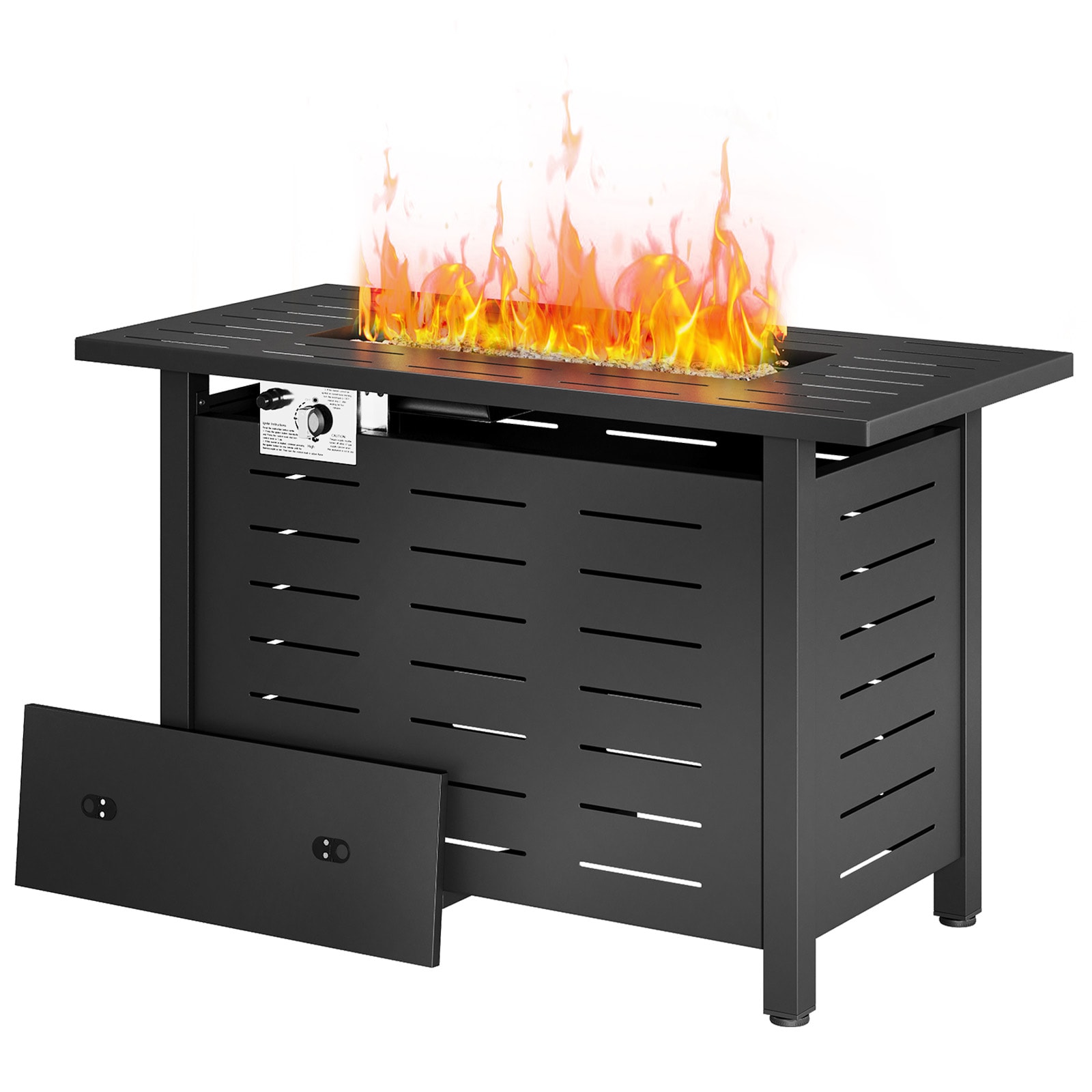 Nordivale  40 Inches Metal Fire Pit Table with Adjustable Gas Holder for Outdoor Patio Black