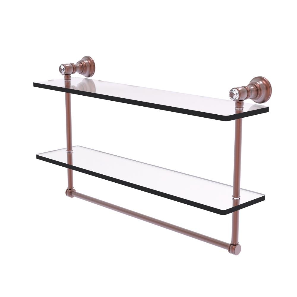 Allied Brass CC-2-TB-22-CA Carolina Crystal Antique Copper 2 -Tier Wall mount Bathroom Shelf ( 22-in x 9.5-in x 5-in )