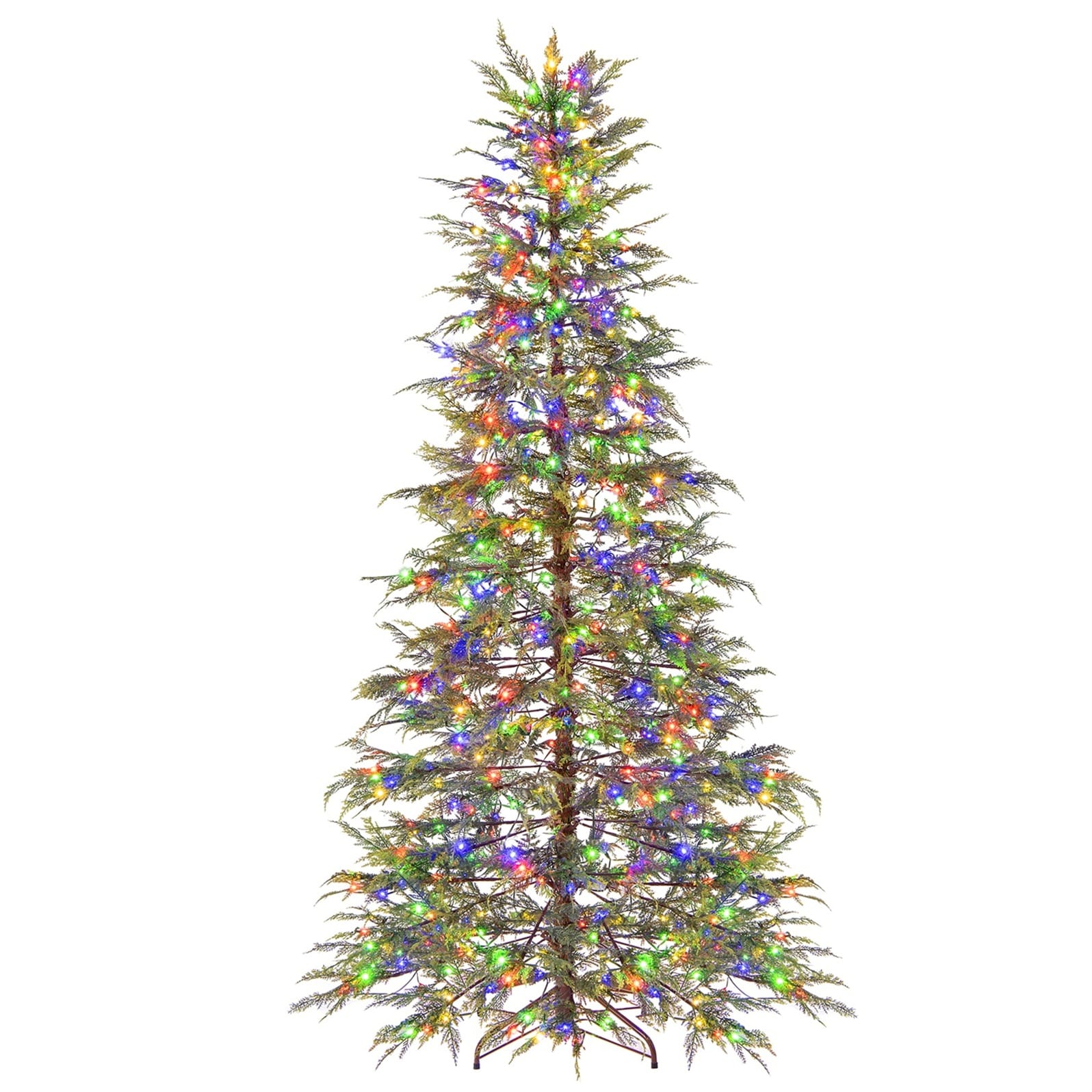 Gtnali 7.5-ft Pre-Lit Green TPE and PVC Artificial Christmas Tree with 725 Tips 500 Multicolor LED Lights 8 Modes