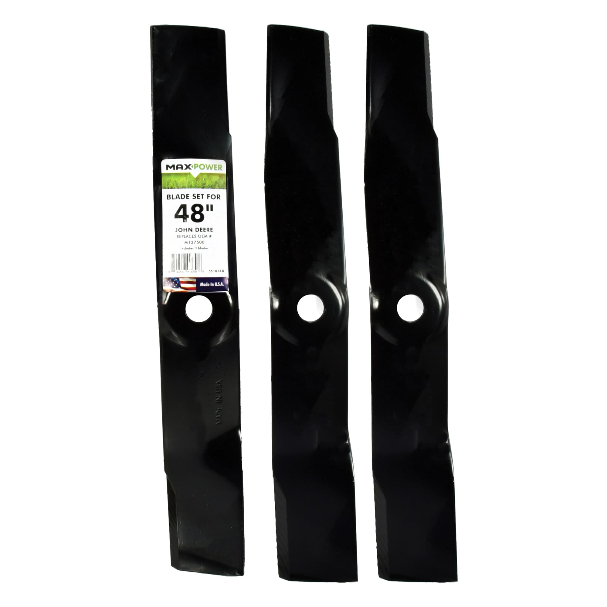 MaxPower 561814B 48-in Deck Standard Mower Blade for Riding Lawn 3 -Pack