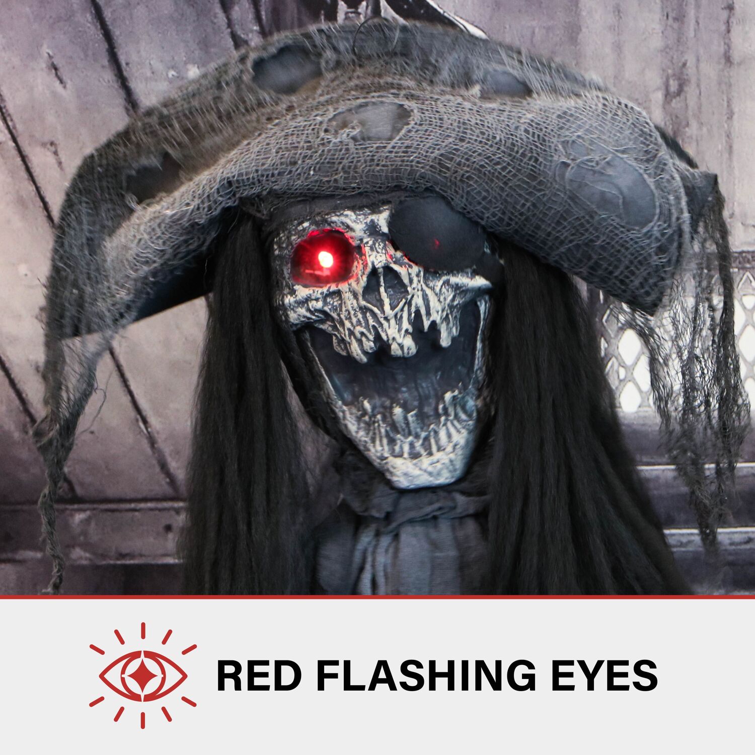 Haunted Hill Farm Shaking Skeleton Pirate with LED Eyes