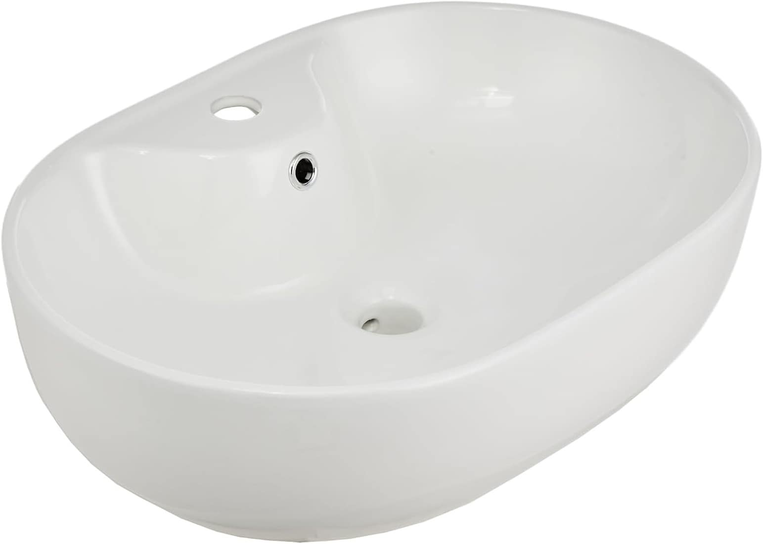 GAOMON Thin Edge Oval Art Ceramic Vessel Sink- Modern Above Counter White Ceramic Bathroom Basin- Sleek Minimalist Vanity Sink for Luxury Bathroom