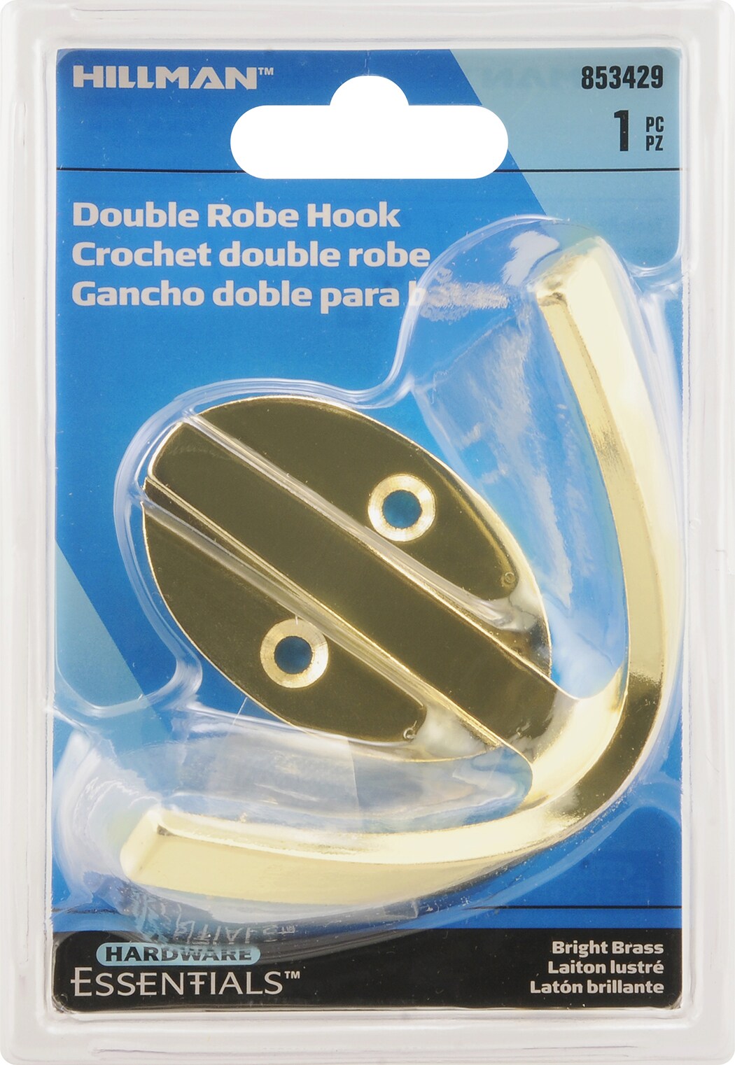 Hardware Essentials 853429 3.75-Inches Brass Steel Double hook