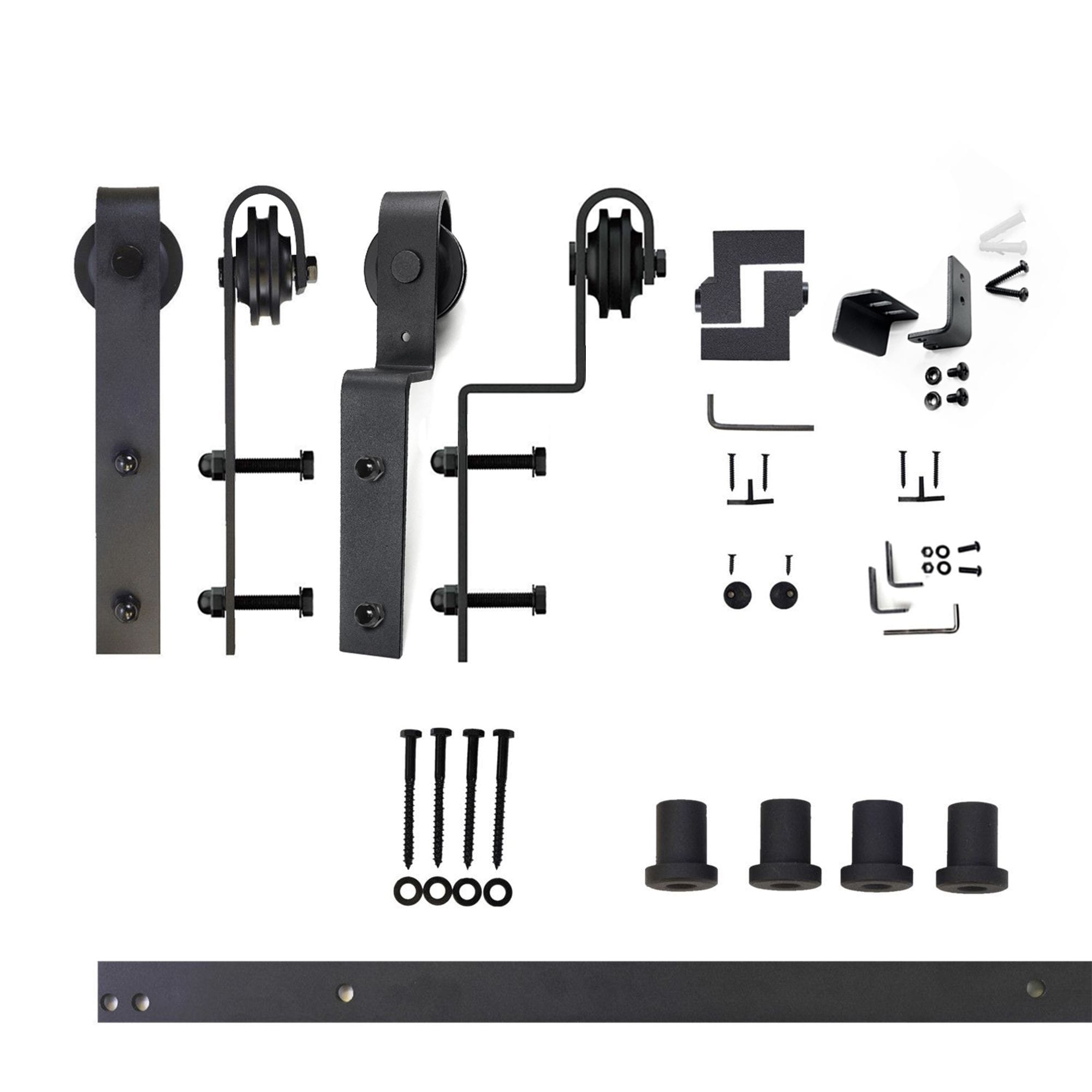 HOMACER 216-in Rustic Black Indoor I-strap Single Barn Door Hardware Kit ZT1TGH216C Sansujyuku sansujyuku.com