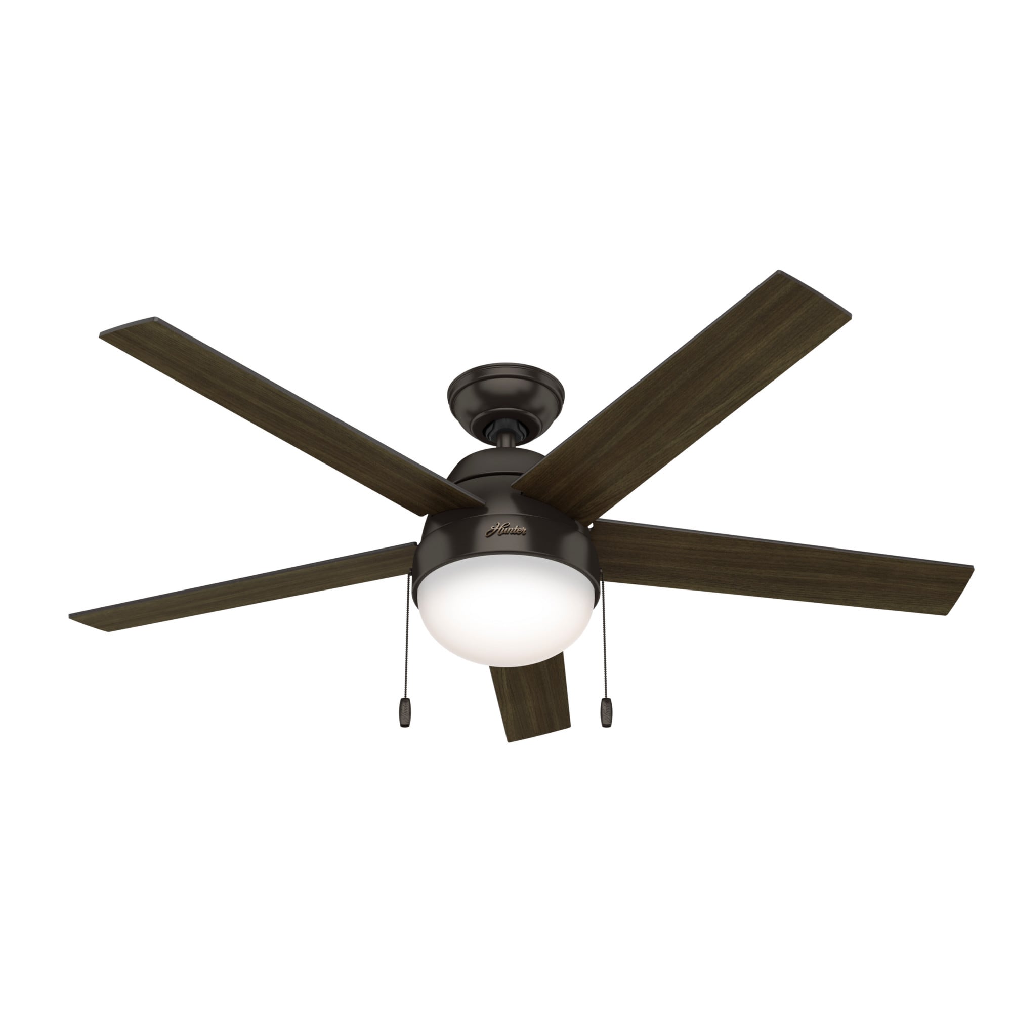 Hunter 50232 Anslee 52-in Premier Bronze with American Walnut Blades Ceiling Fan With Light ( 5 -Blade )