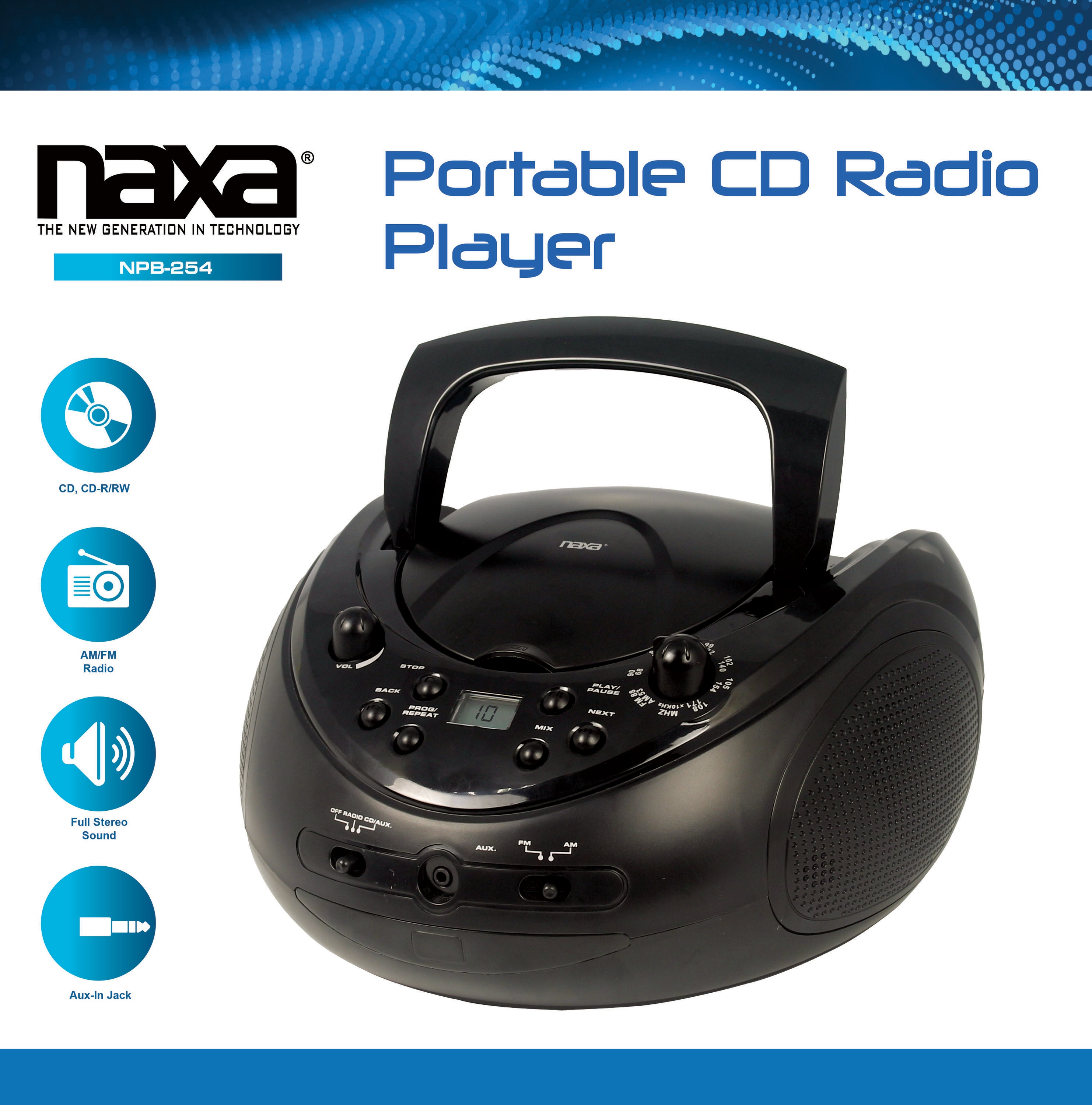 PROSCAN Elite Portable CD Boombox with AM/FM Radio (Black