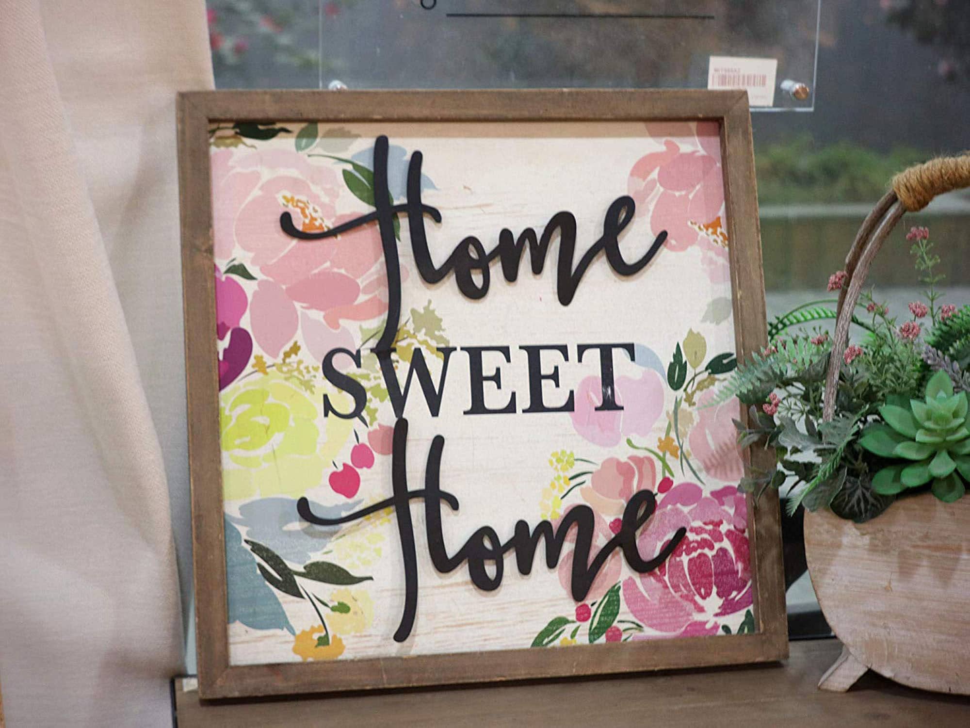 Home Sweet Home Floral Wood Wall Sign, 15.8" x 15.8"