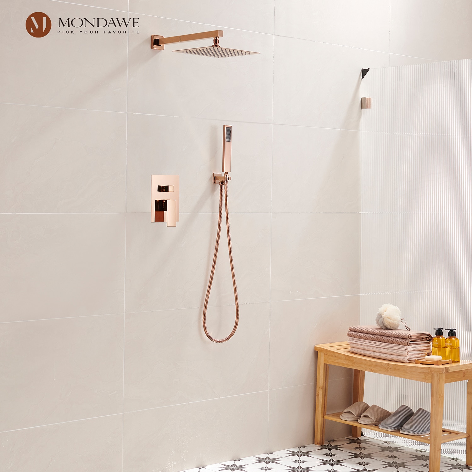 Mondawe WF6066-10RG Showerhead-Bar-Panels - View #2
