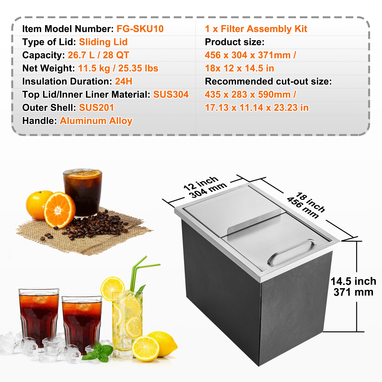 VEVOR JG18X12X130000001V0 Ice-Buckets - View #8