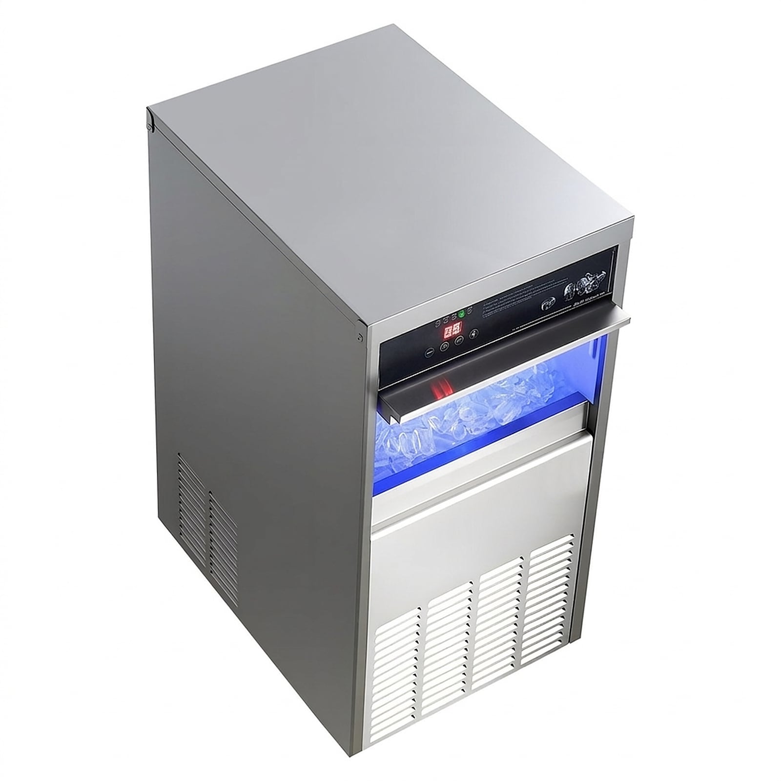 GIVIMO LW038GIVSS1644 Commercial Ice Maker Machine 100-lb per 24 Hours with 30 to 35-lb Storage Built In Freestanding or Under Counter Bullet Ice Maker with LED Display Self Cleaning ETL Listed