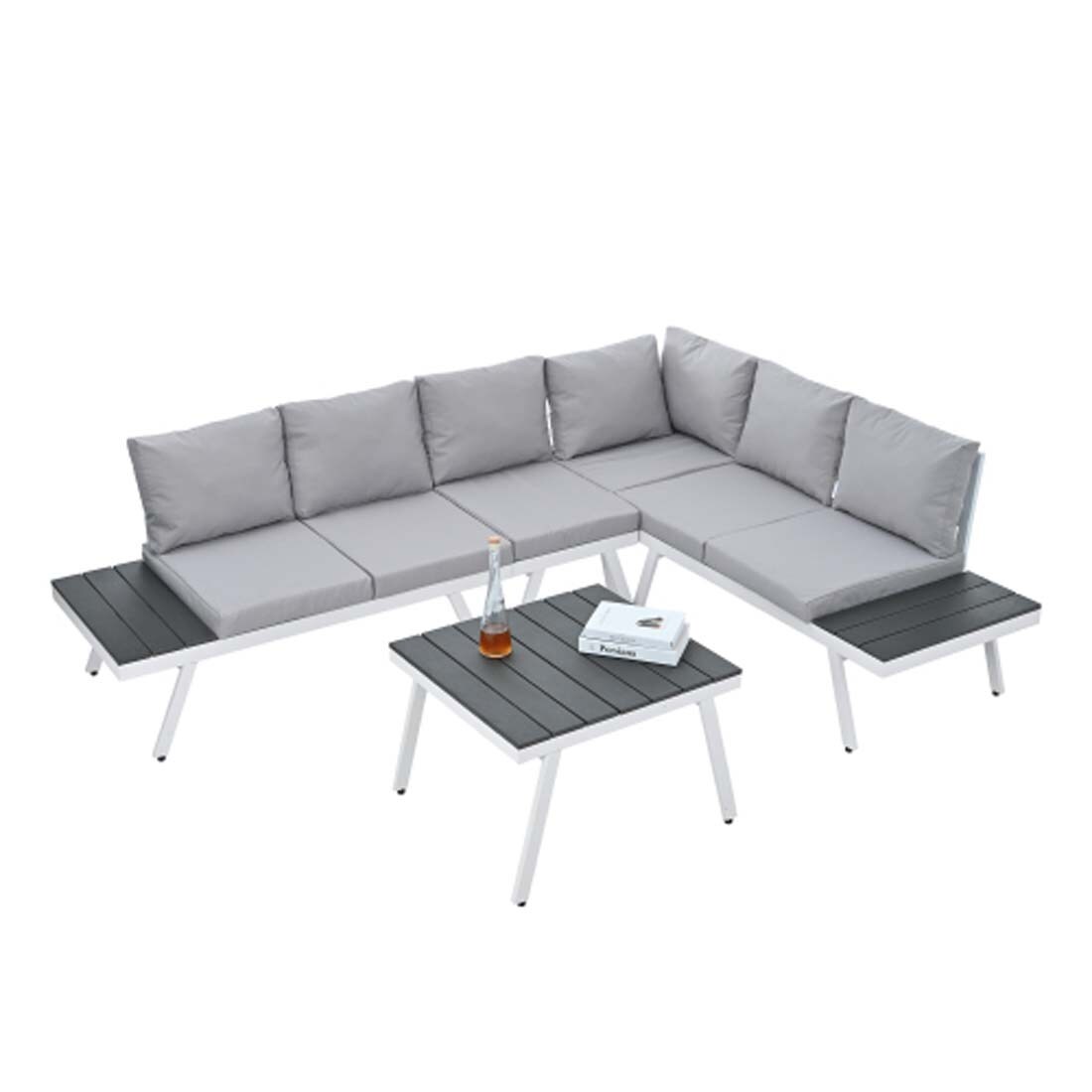 Damerin N7CS02 5 -Piece Patio Conversation Set with Gray Cushions
