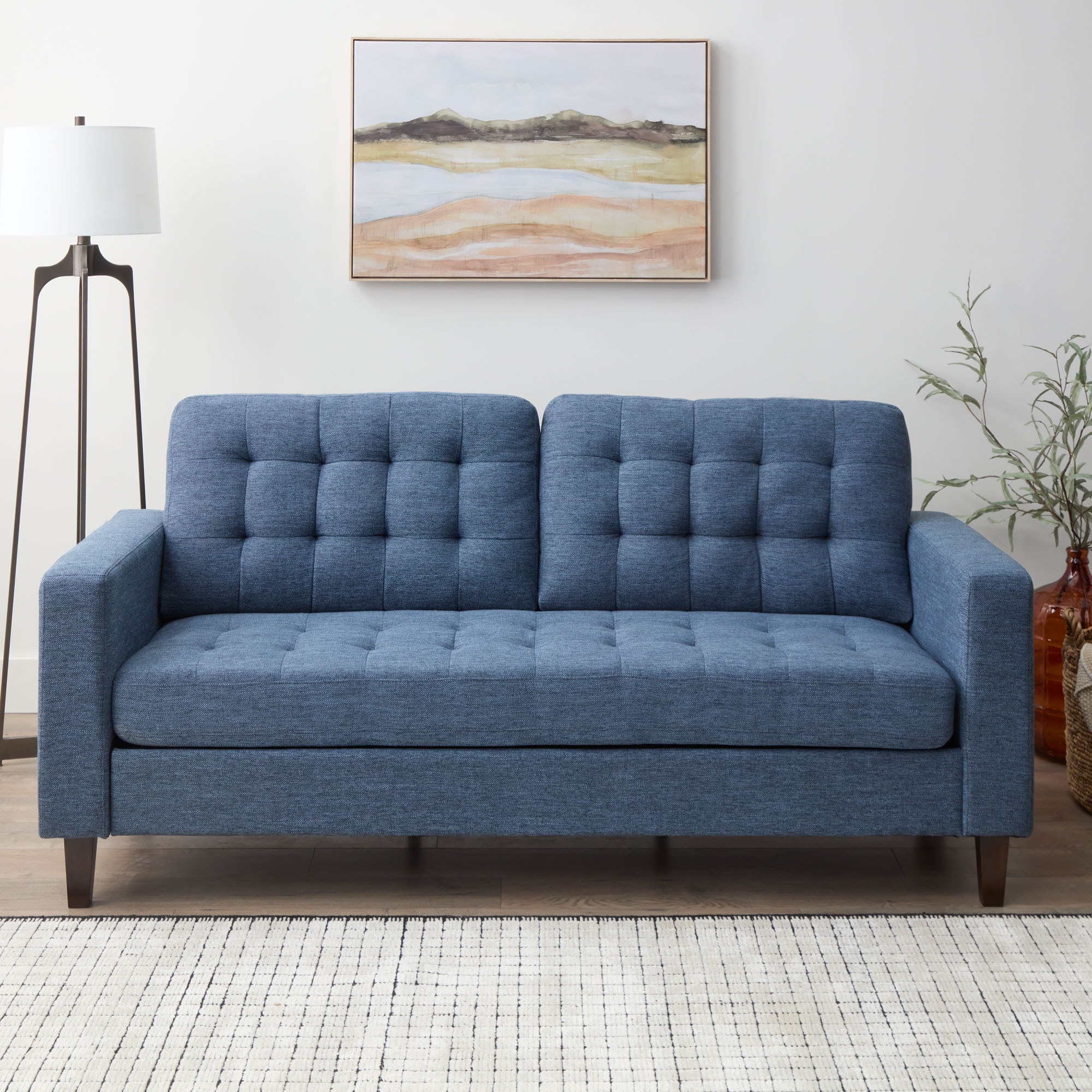 3 Seat Sofa with Removable Cushions and 2 Pillows, Teddy Fabric Upholstered Couch-ModernLuxe