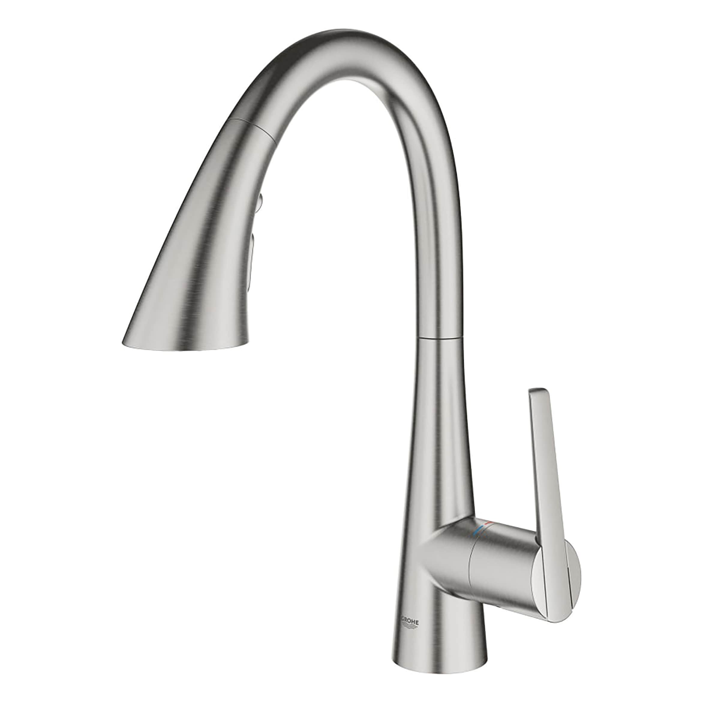 GROHE 30368DC2 Zedra SuperSteel Single Handle Deck-mount Bar and Prep Kitchen Faucet with Sprayer