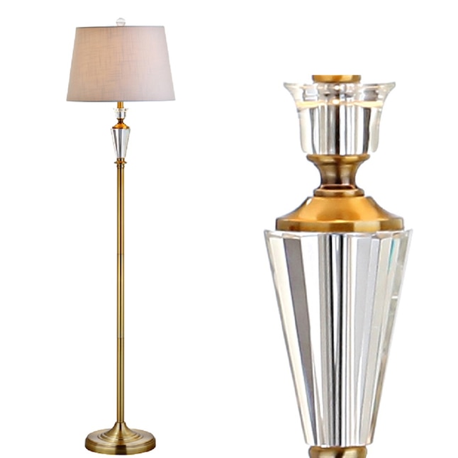 Brass Gold Clear Shaded Floor Lamp, Stiffel Brass Floor Lamp With Glass Tablets