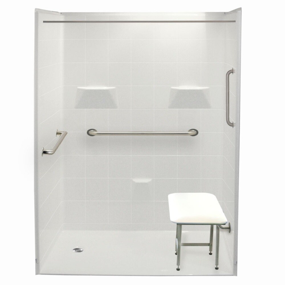 Laurel Mountain Gleason lll White 5-Piece 36-in x 60-in x 78-in Alcove Shower  Kit (Left Drain) with Folding Seat, Base, Wall and Drain Included in the  Shower Stalls & Enclosures department at