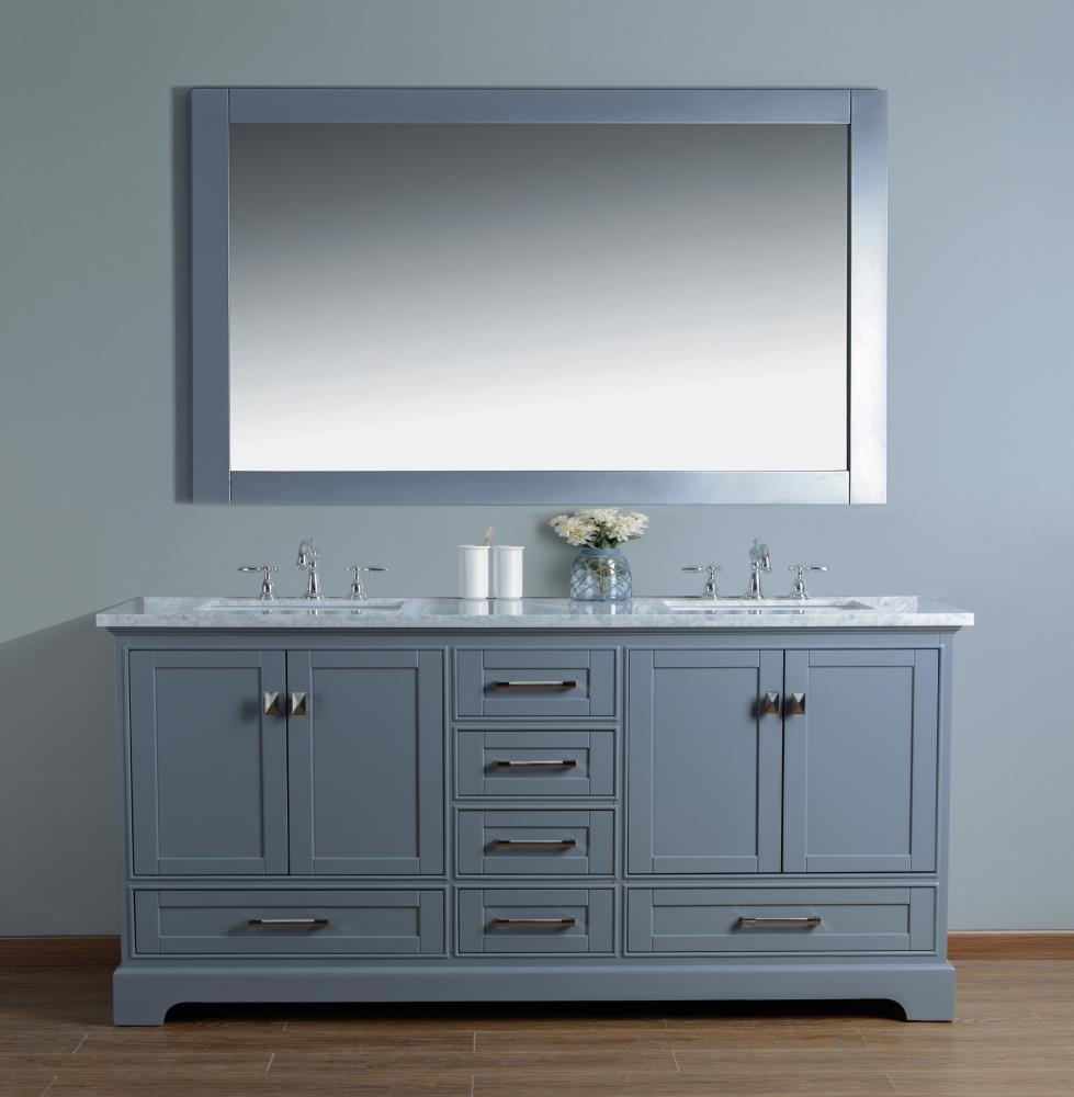 Stufurhome 72-in Gray Undermount Double Sink Bathroom Vanity with ...