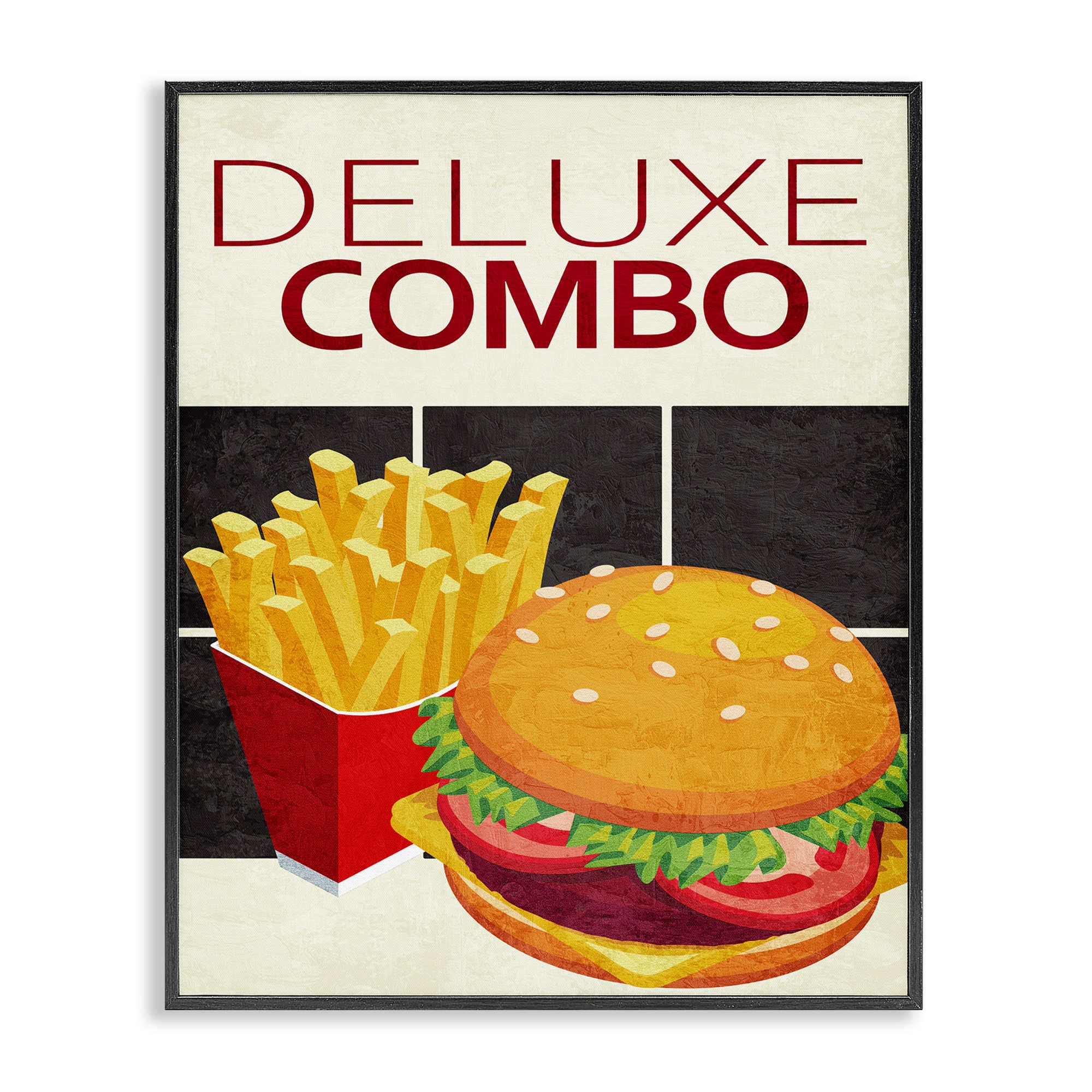 Stupell Industries BS-465-FR-24X30 Deluxe Combo Fast Food Black Framed Giclee Art By Kim Allen 24 x 30