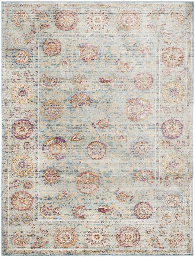 Safavieh SEV812C-10 Sevilla Ligure 10 x 13 (ft) Loomed Synthetic Light Blue/Multi Rectangular Indoor Floral/Botanical Vintage Area rug