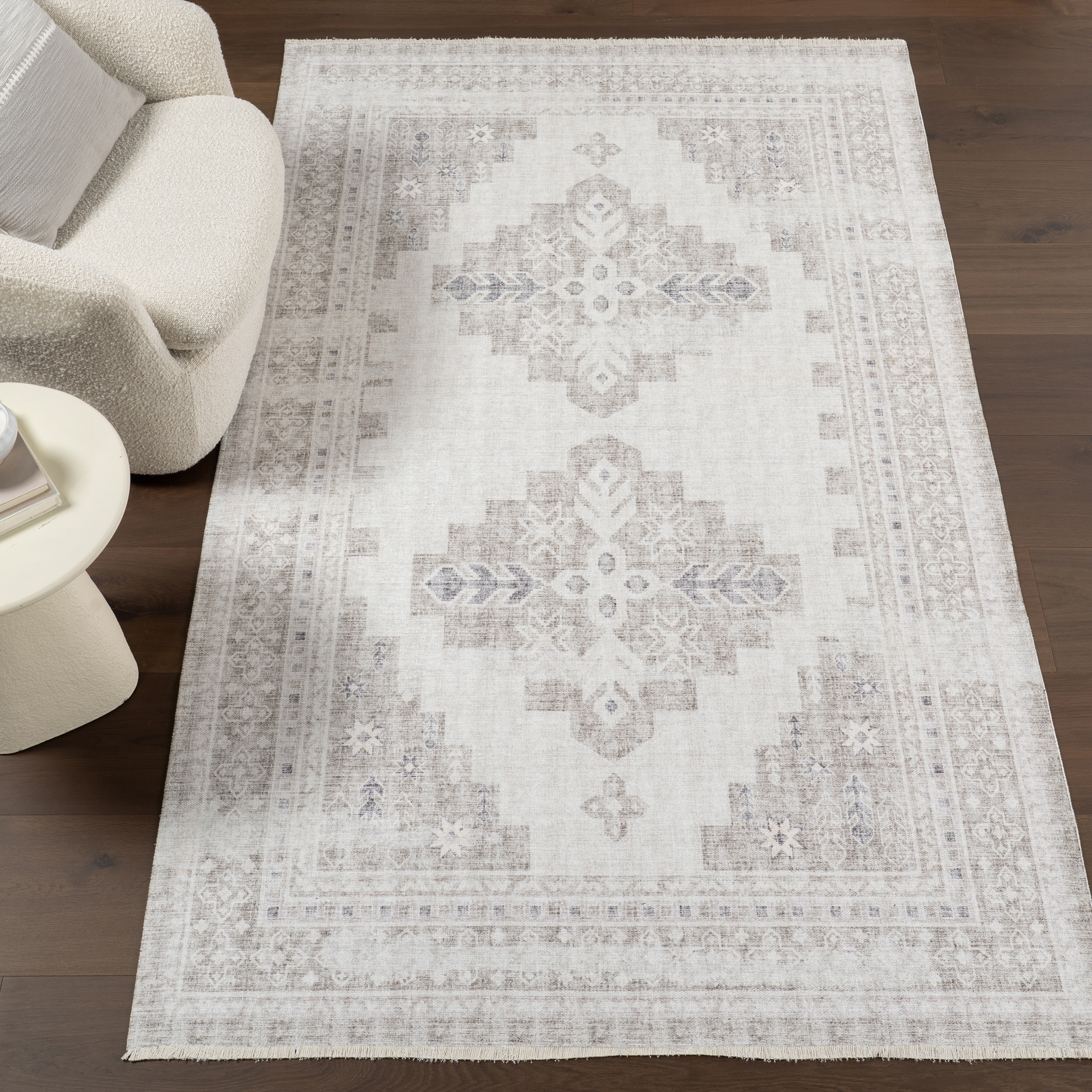 nuLOOM 200LPME02A-406 Alexia SpinClean Traditional Machine Washable 4ft. x 6ft. Grey Area Rug