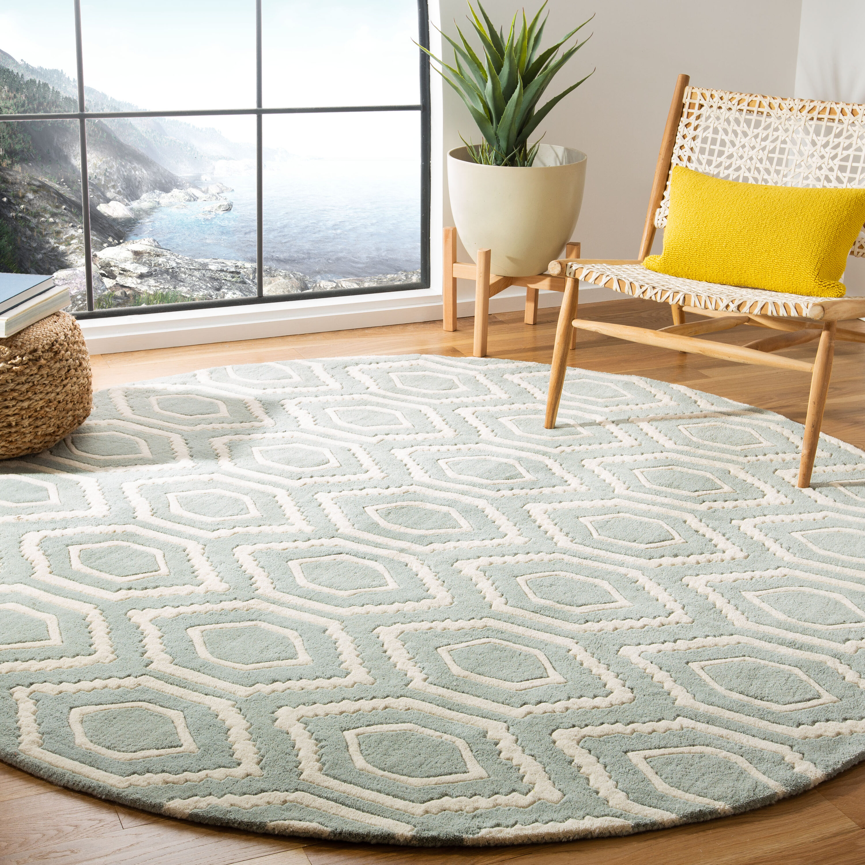  Chatham Gray/Ivory Contemporary 7ft x 7ft Round Rug