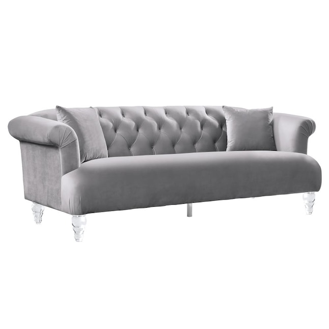 Armen Living Elegance Modern Grey, Contemporary Grey Velvet Sofa